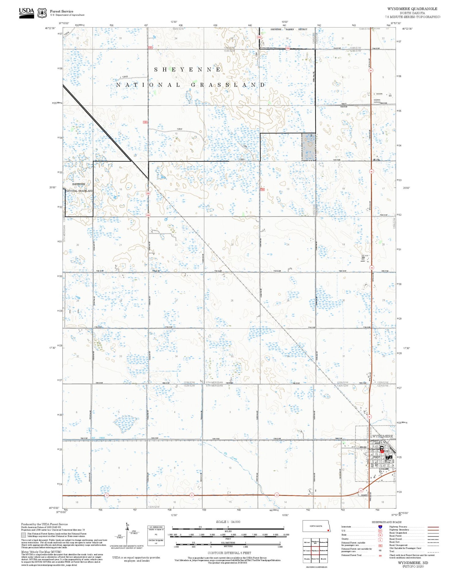 2025 Forest Service Topo Map of Wyndmere North Dakota