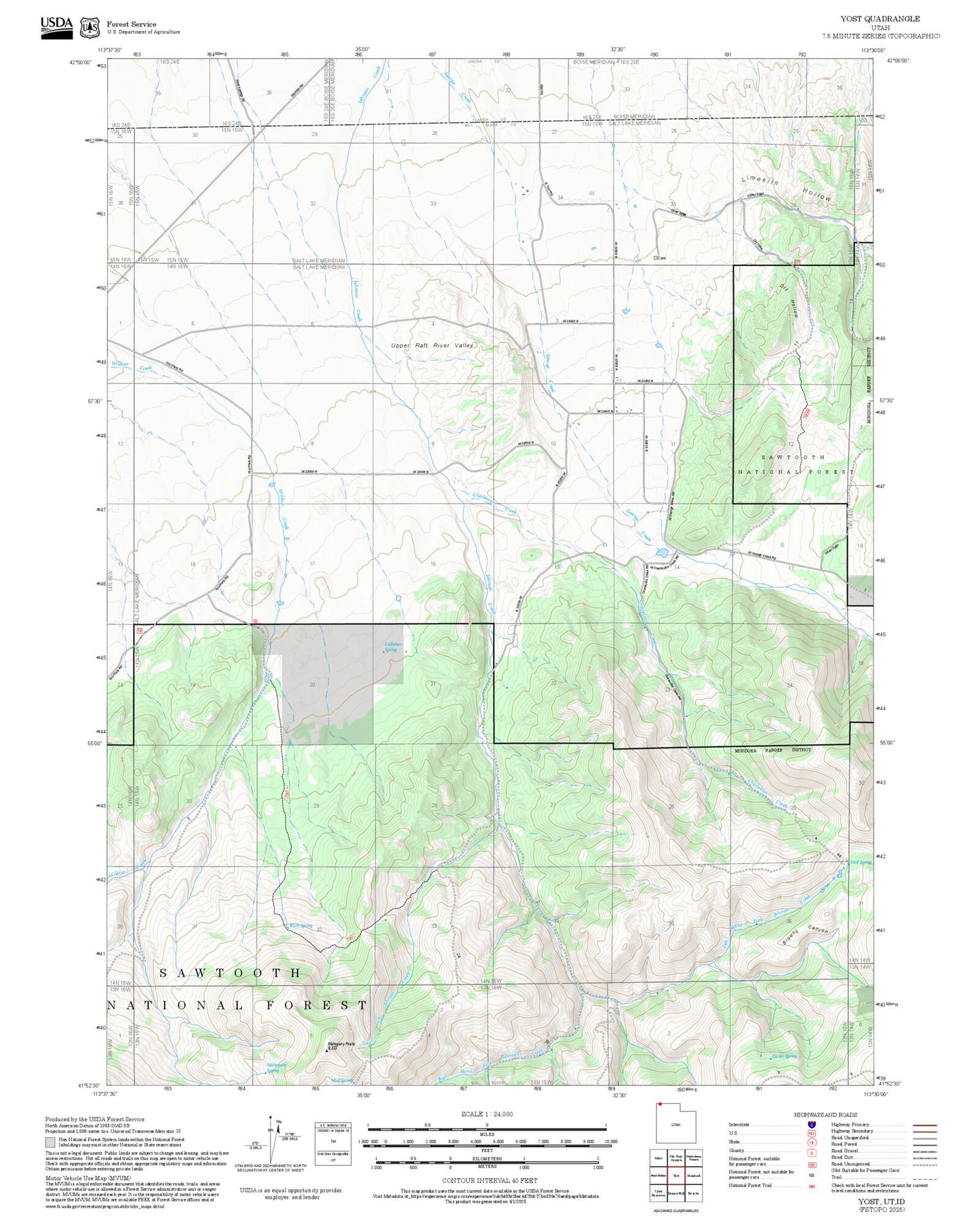 2025 Forest Service Topo Map of Yost Utah