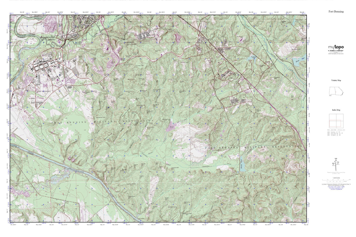 Fort Benning MyTopo Explorer Series Map Image
