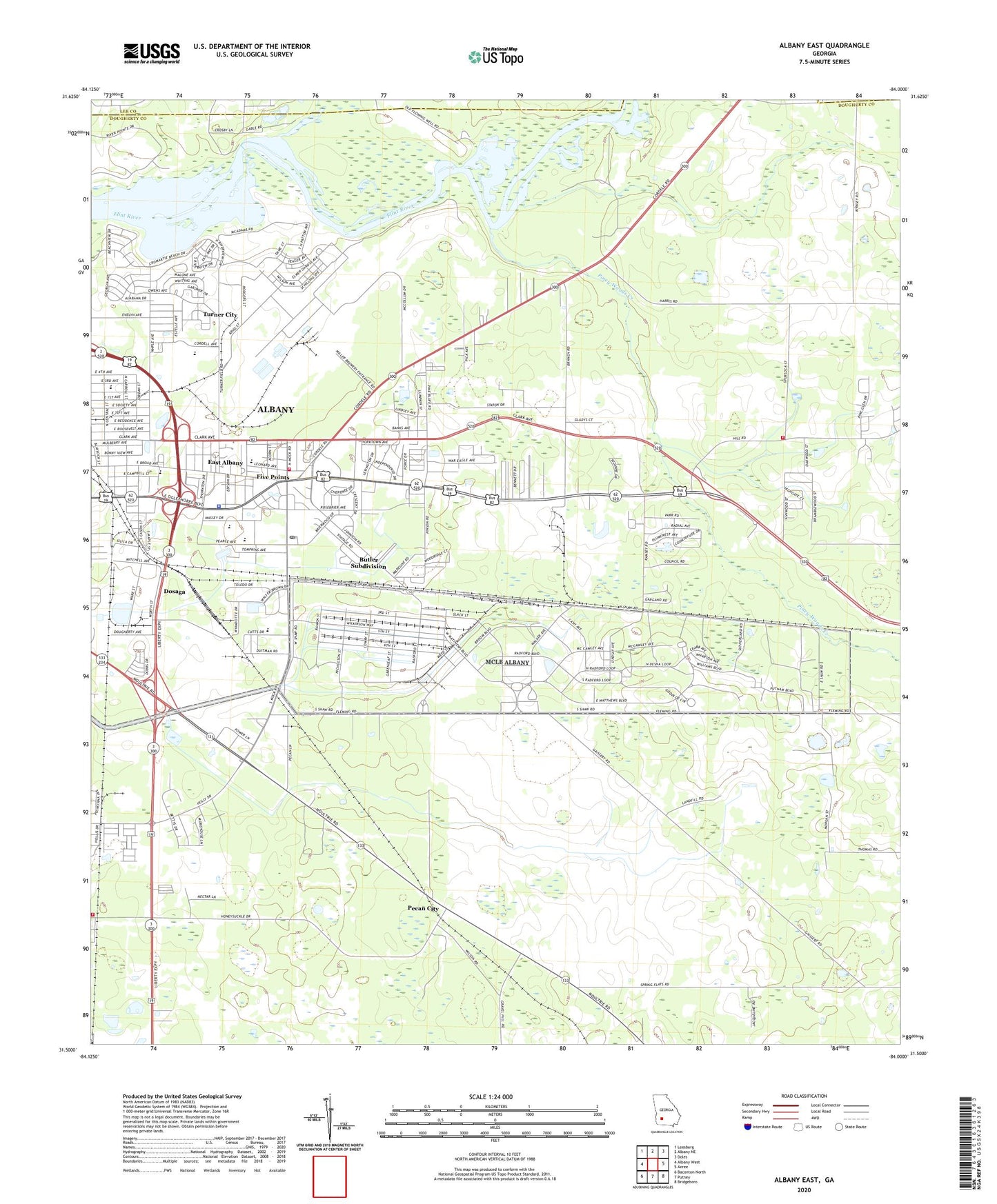 Albany East Georgia US Topo Map Image