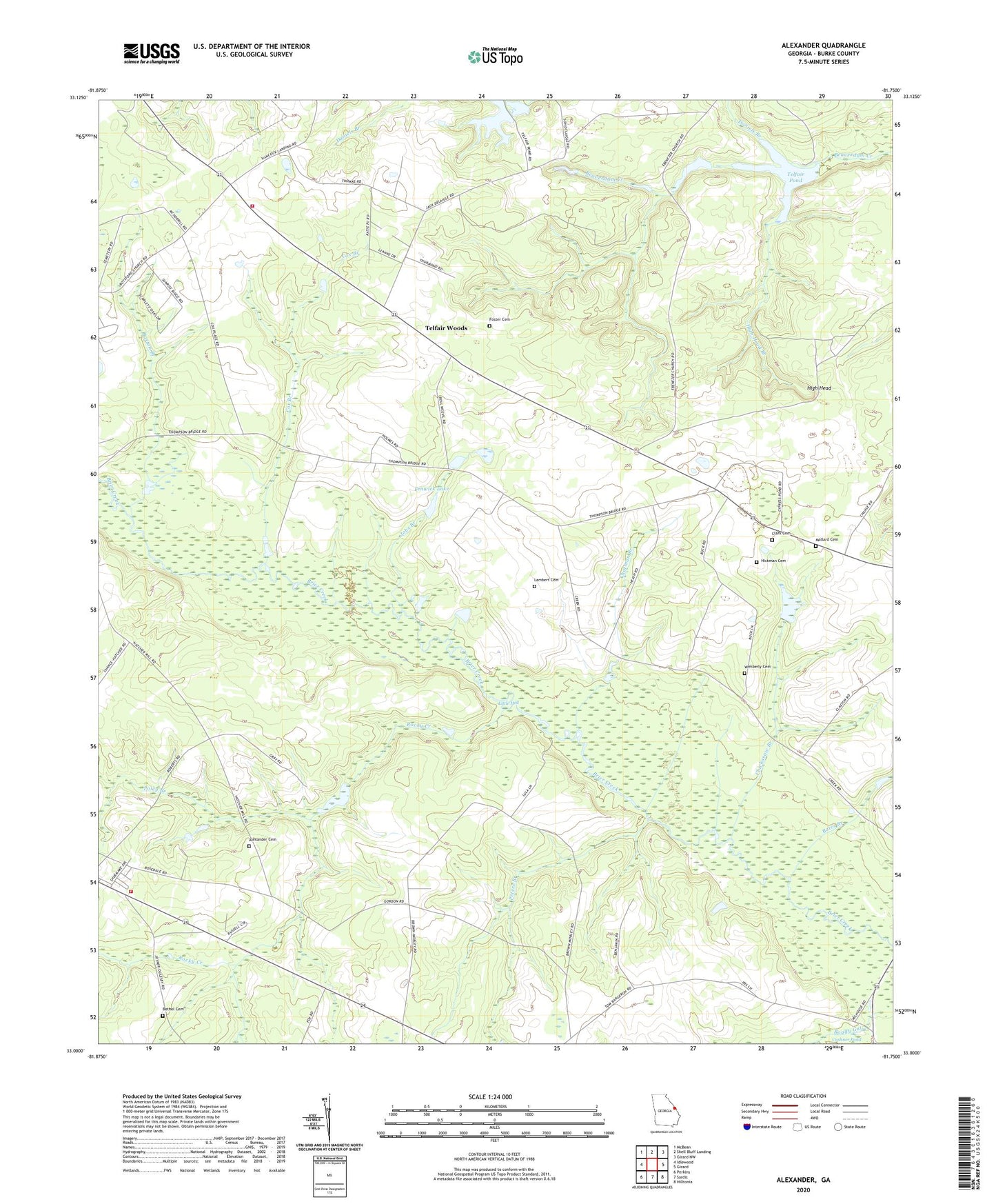 Alexander Georgia US Topo Map Image