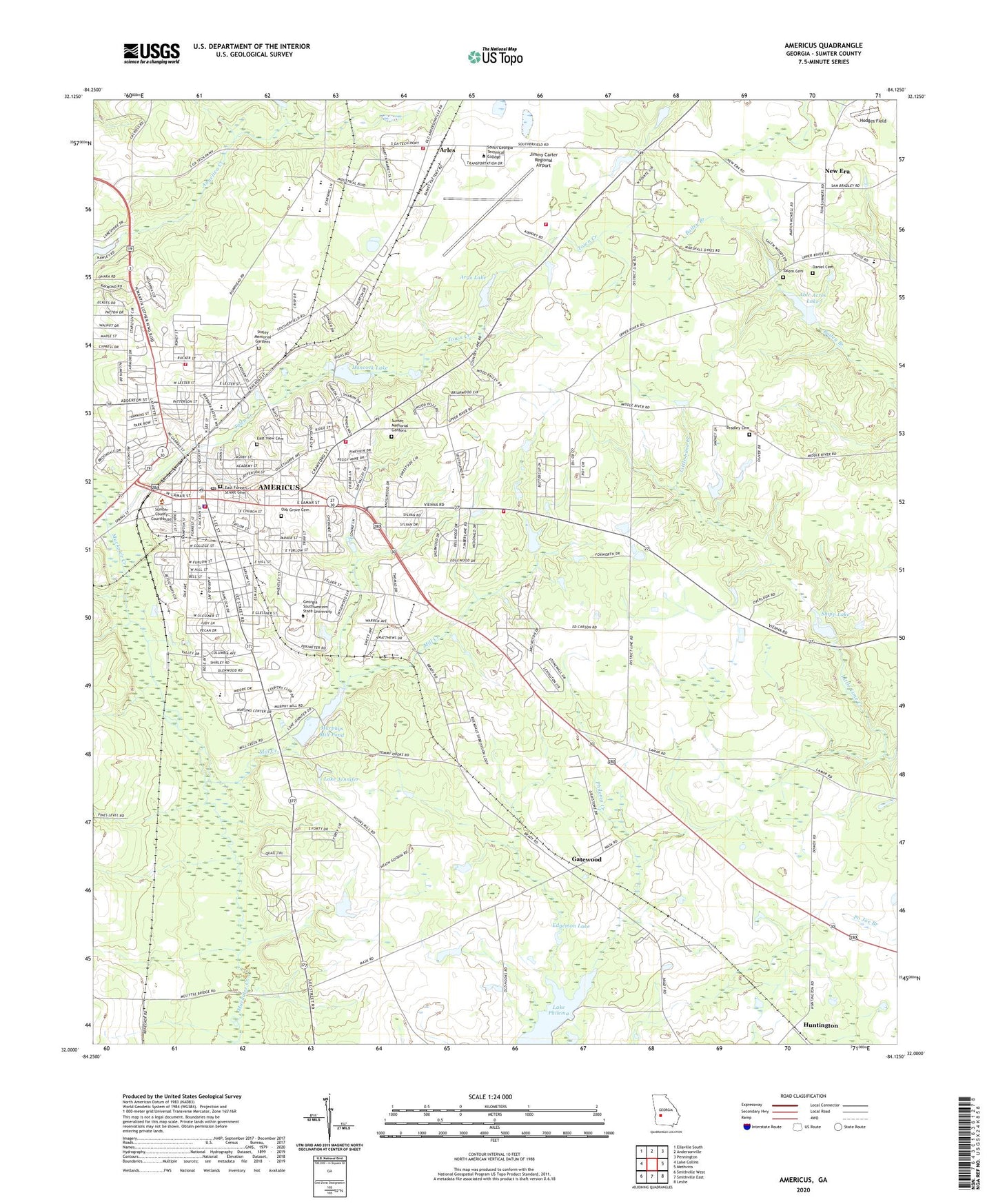 Americus Georgia US Topo Map Image