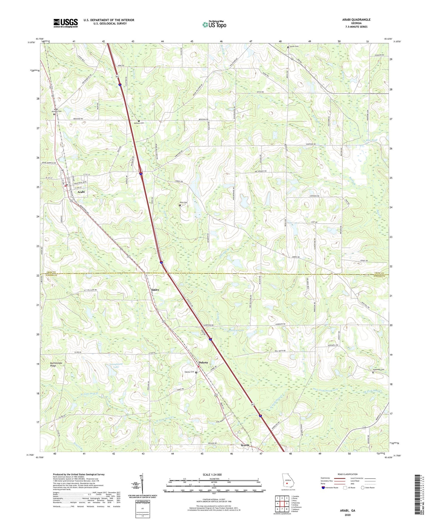 Arabi Georgia US Topo Map Image