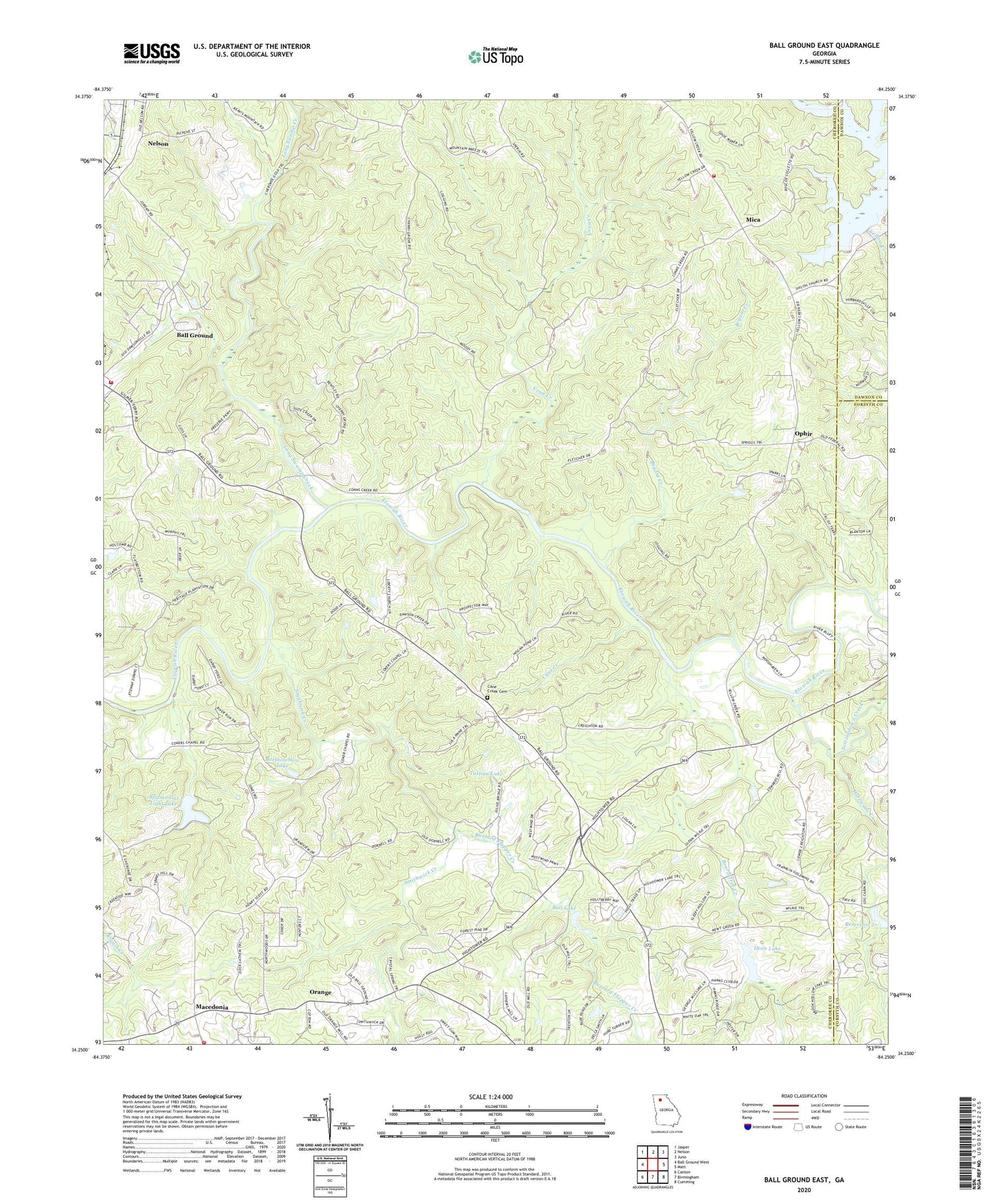 Ball Ground East Georgia US Topo Map Image