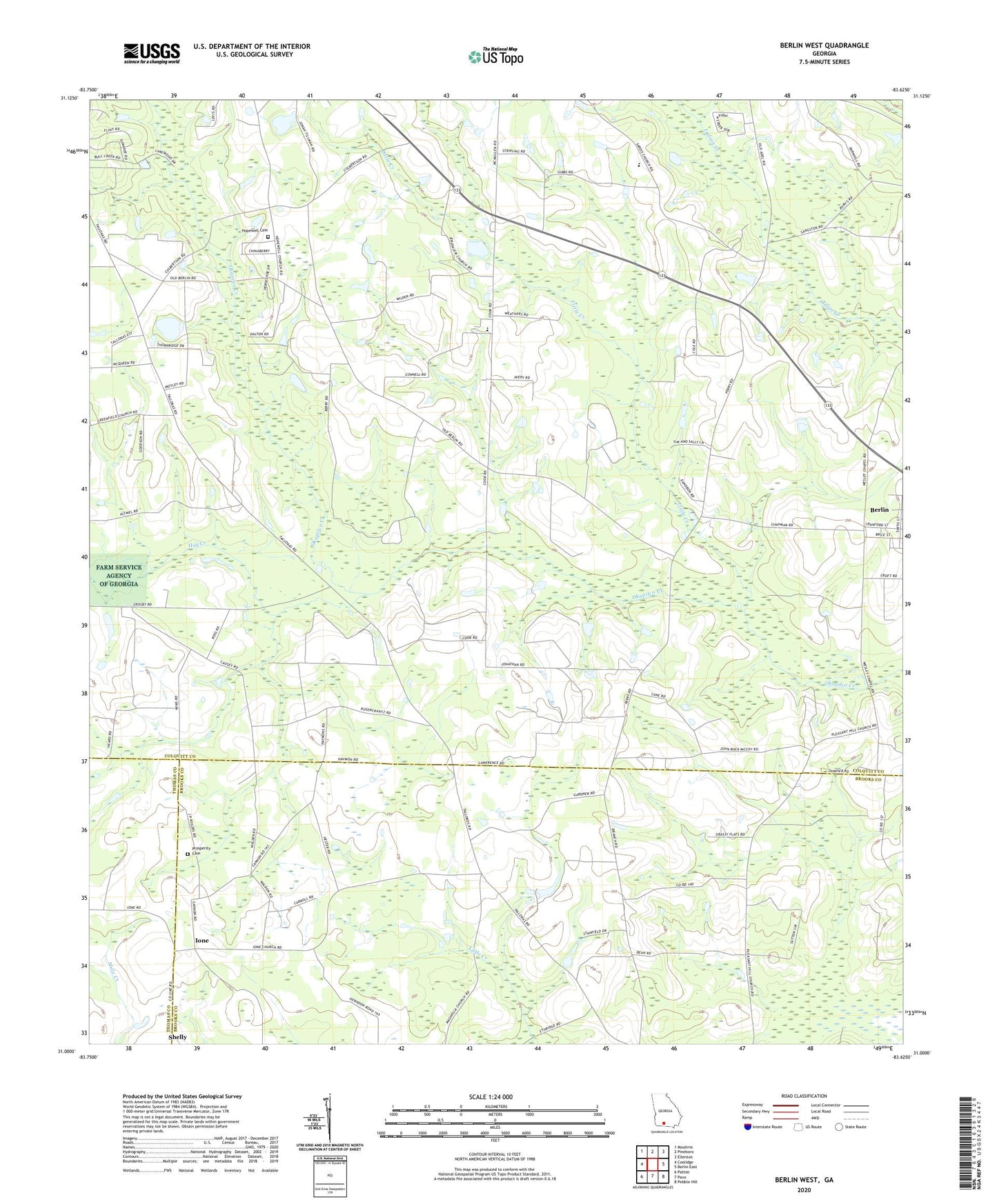 Berlin West Georgia US Topo Map Image