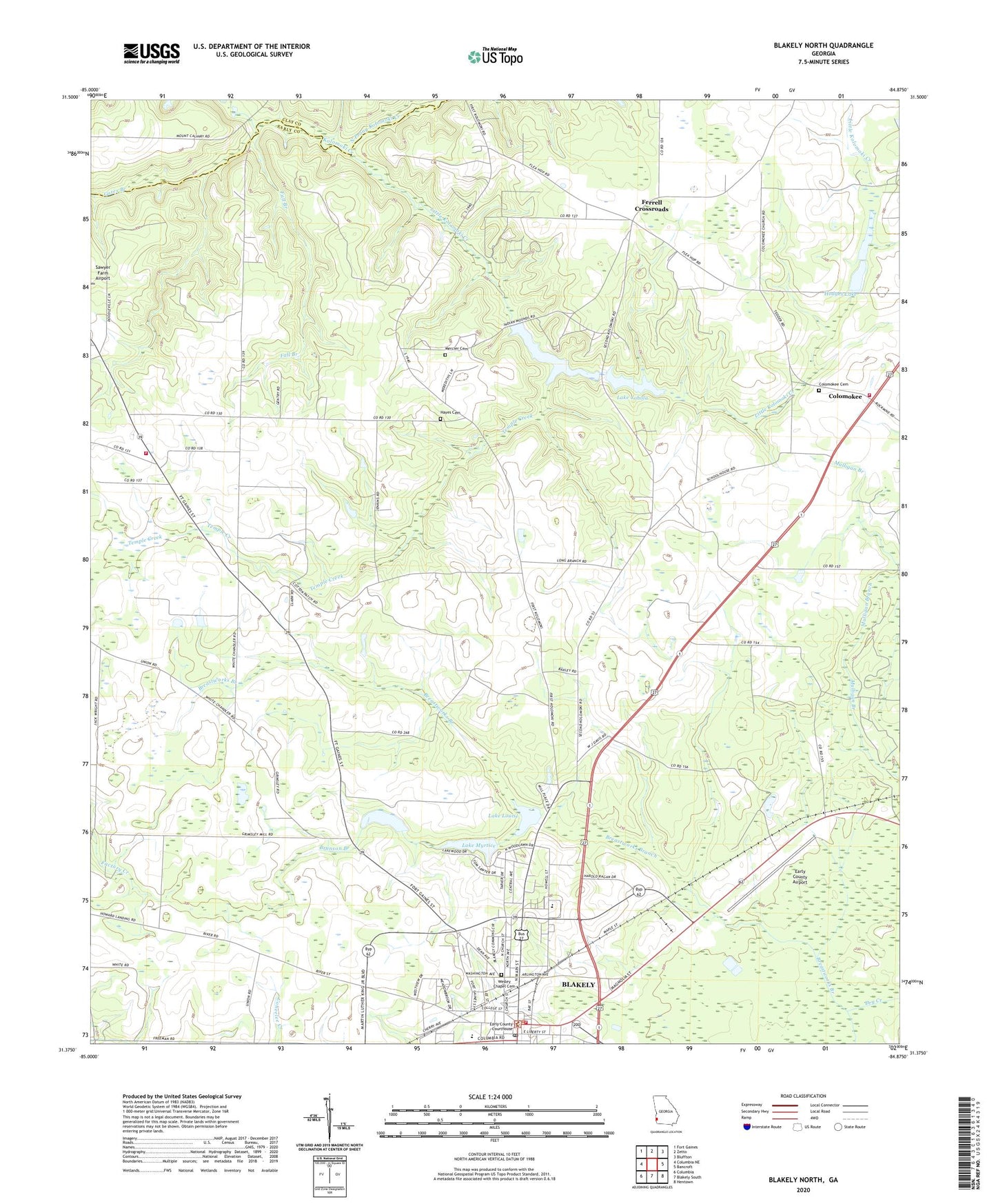 Blakely North Georgia US Topo Map Image