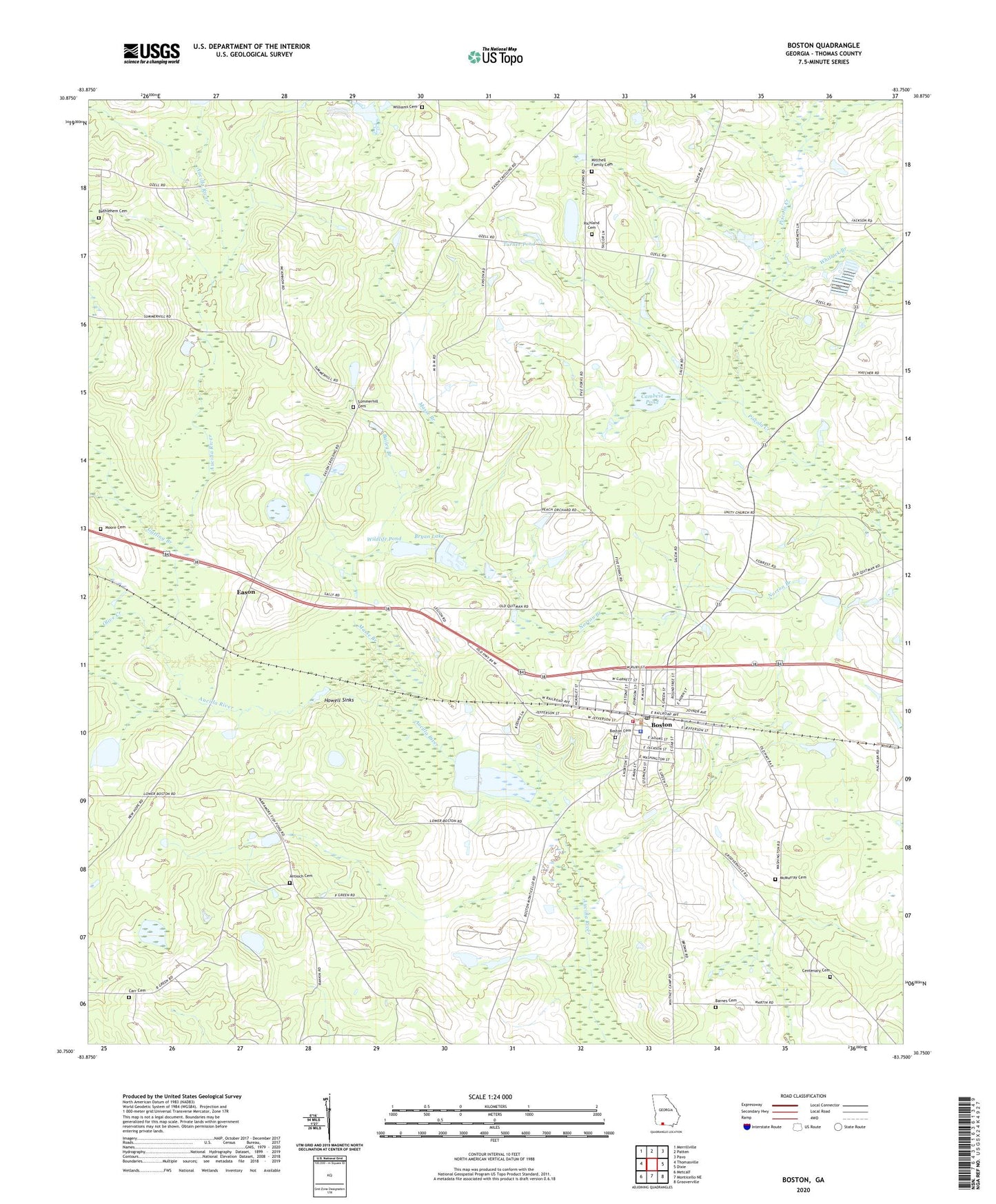 Boston Georgia US Topo Map Image