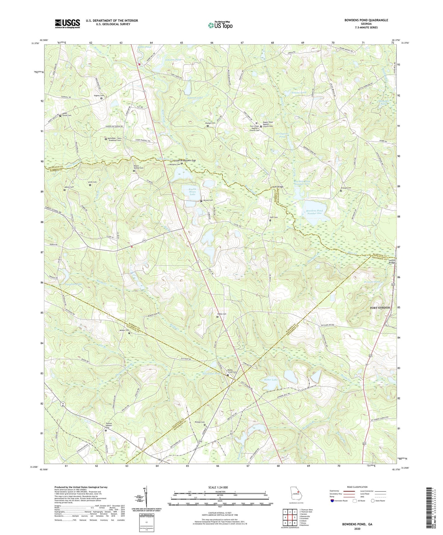 Bowdens Pond Georgia US Topo Map Image