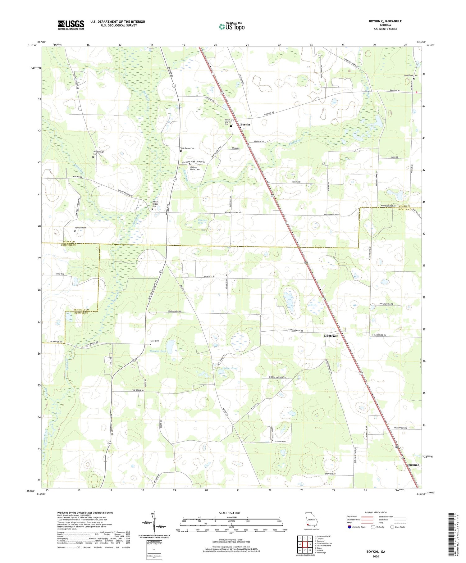 Boykin Georgia US Topo Map Image
