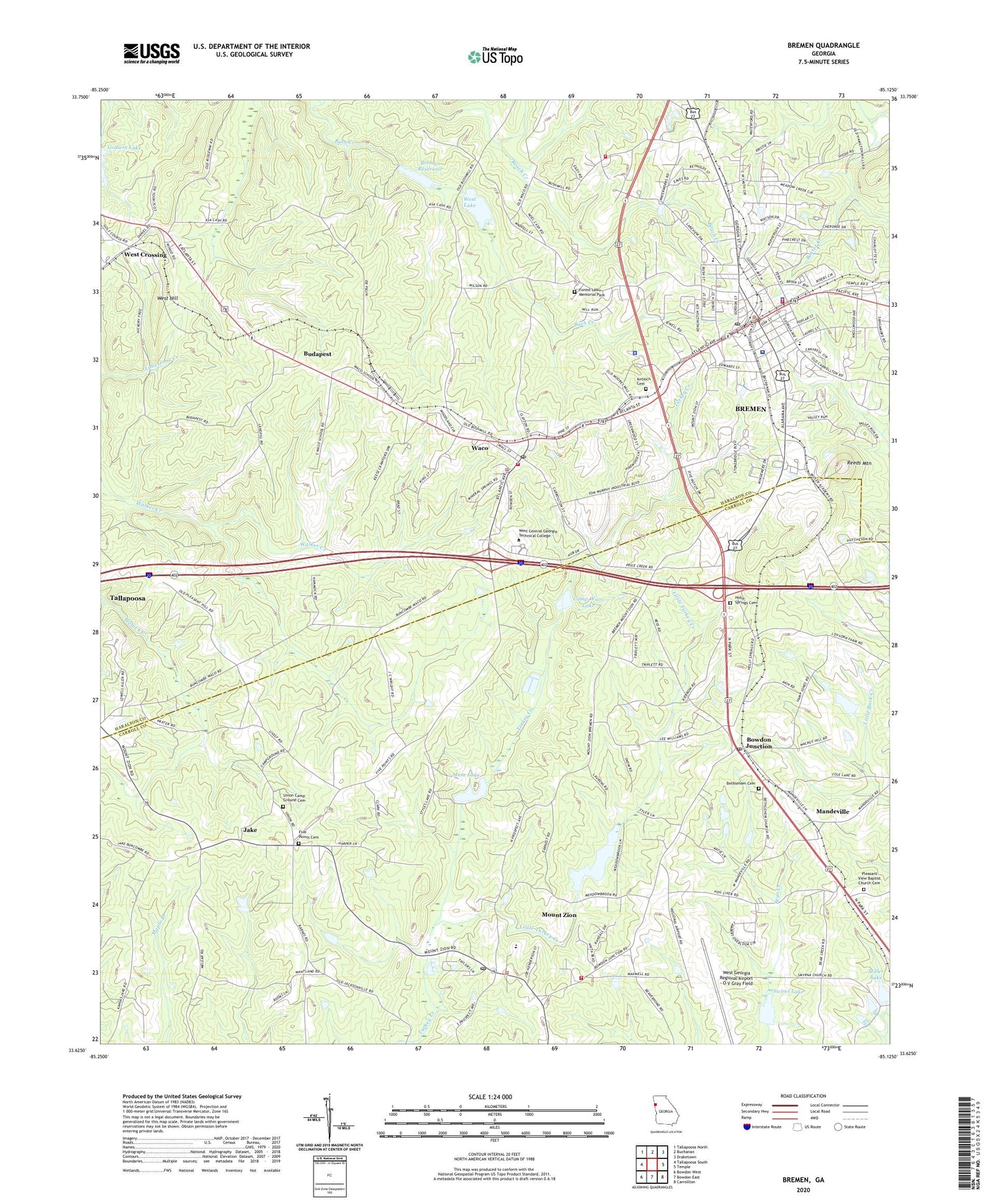 Bremen Georgia US Topo Map Image
