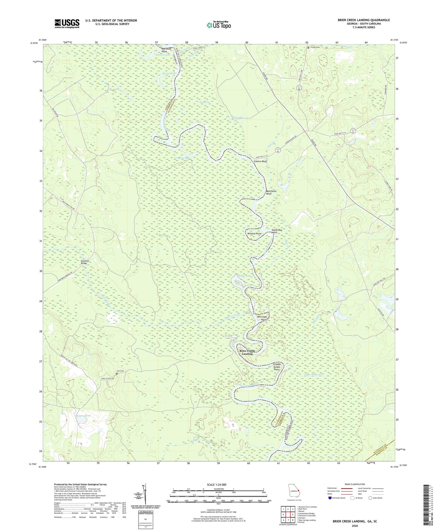 Brier Creek Landing Georgia US Topo Map Image