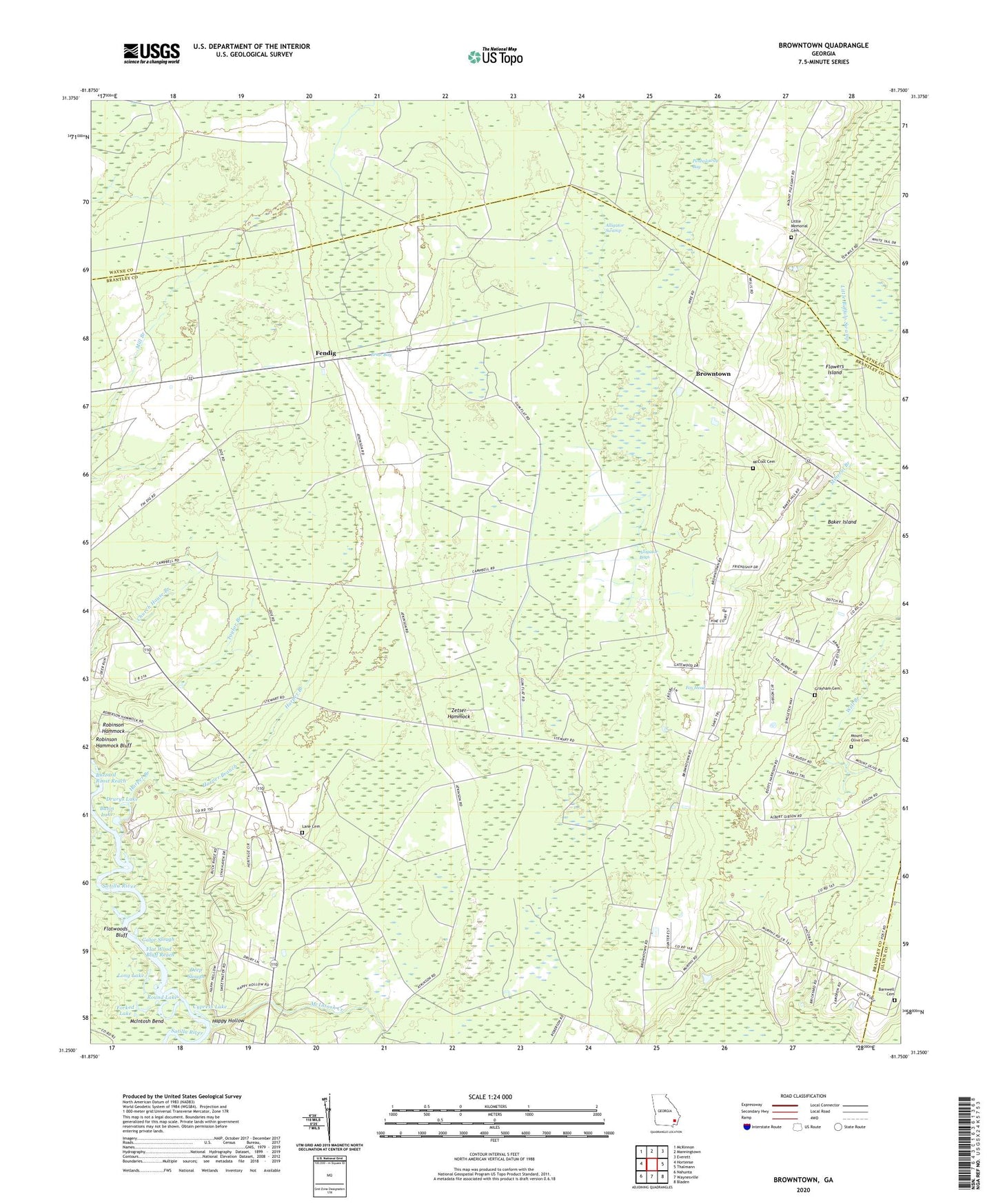 Browntown Georgia US Topo Map Image