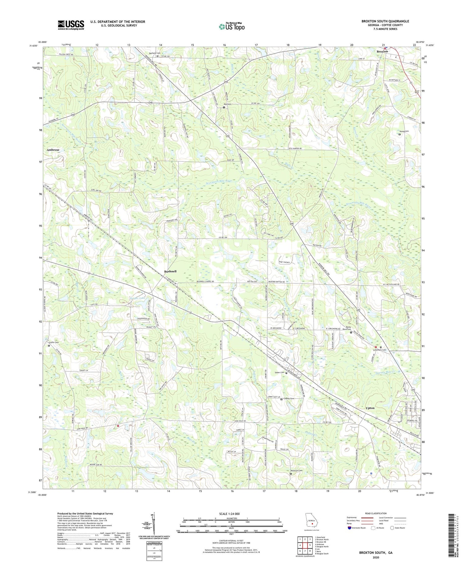Broxton South Georgia US Topo Map Image
