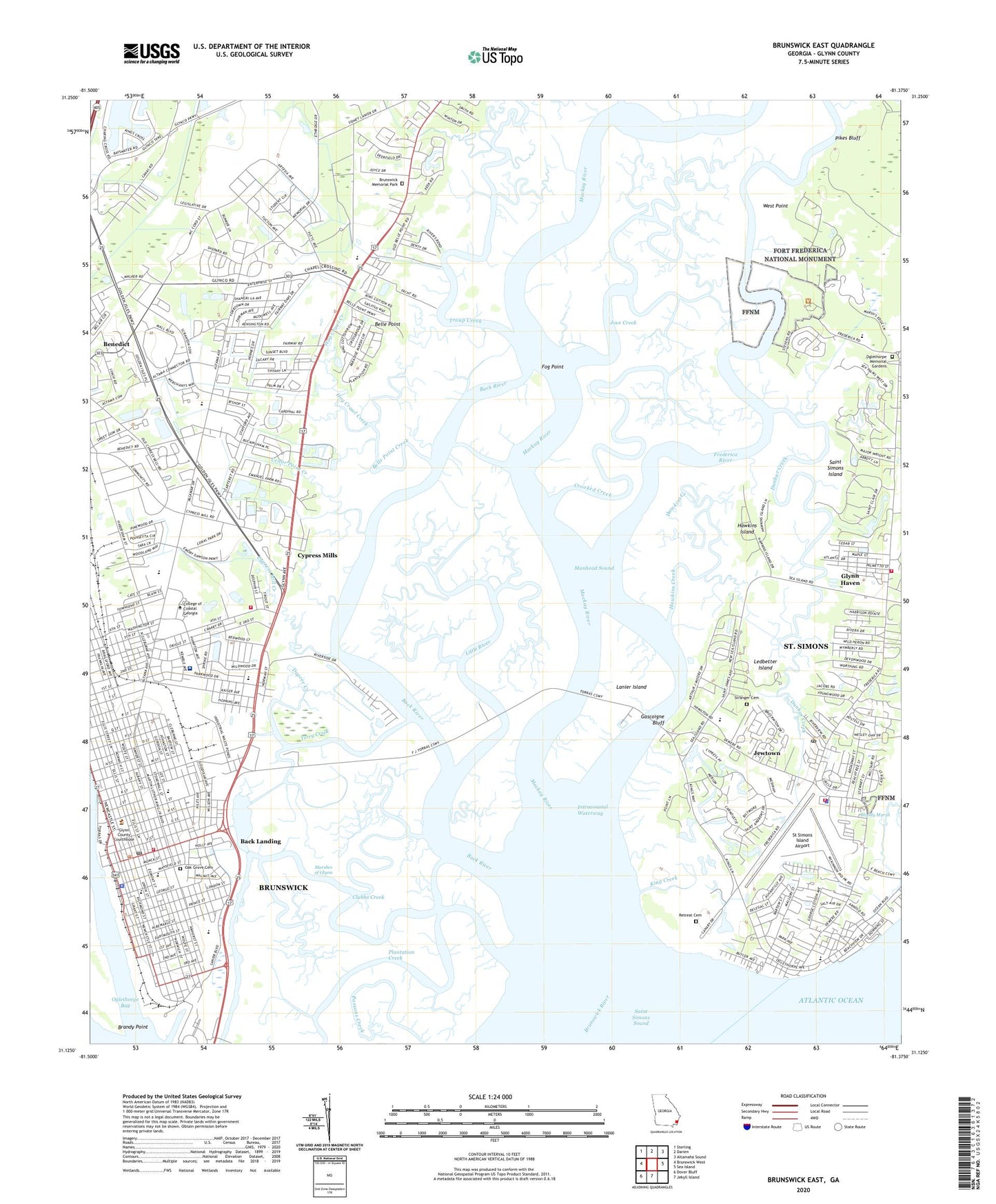 Brunswick East Georgia US Topo Map Image