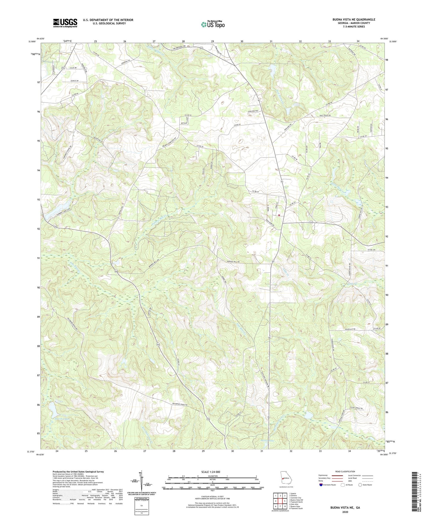 Buena Vista NE Georgia US Topo Map Image