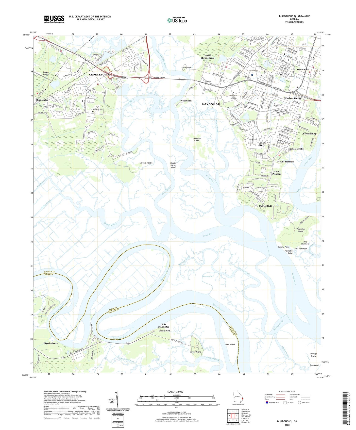 Burroughs Georgia US Topo Map Image