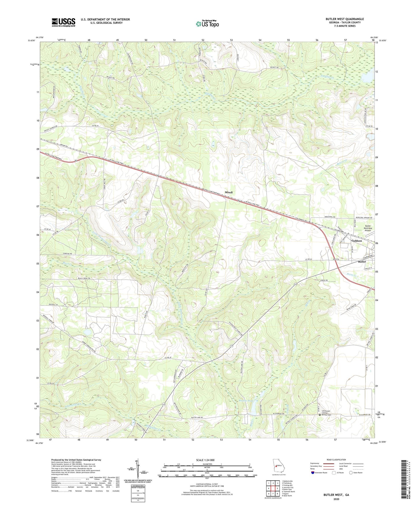 Butler West Georgia US Topo Map Image