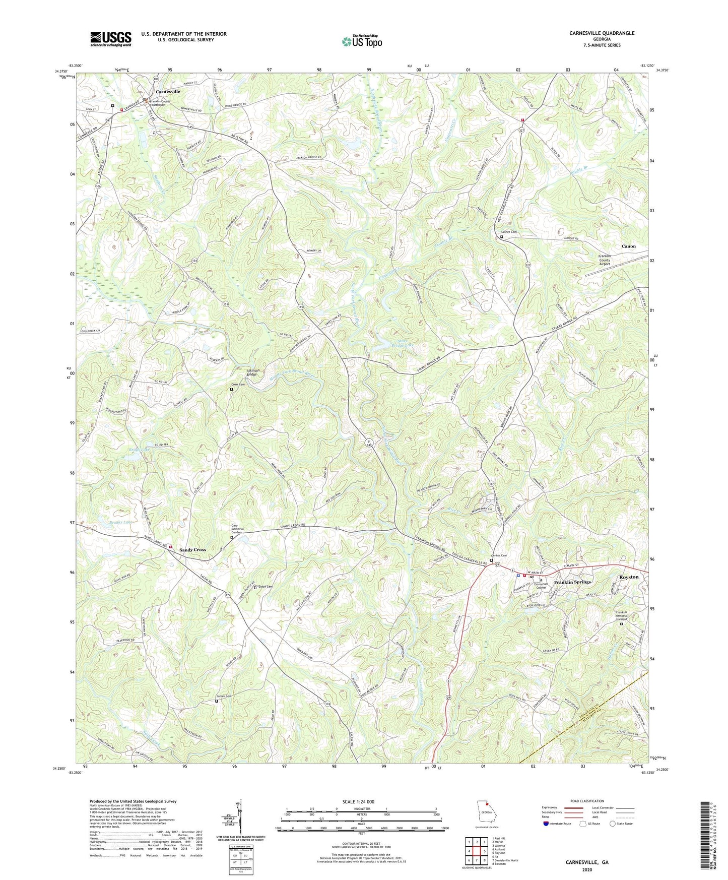 Carnesville Georgia US Topo Map Image