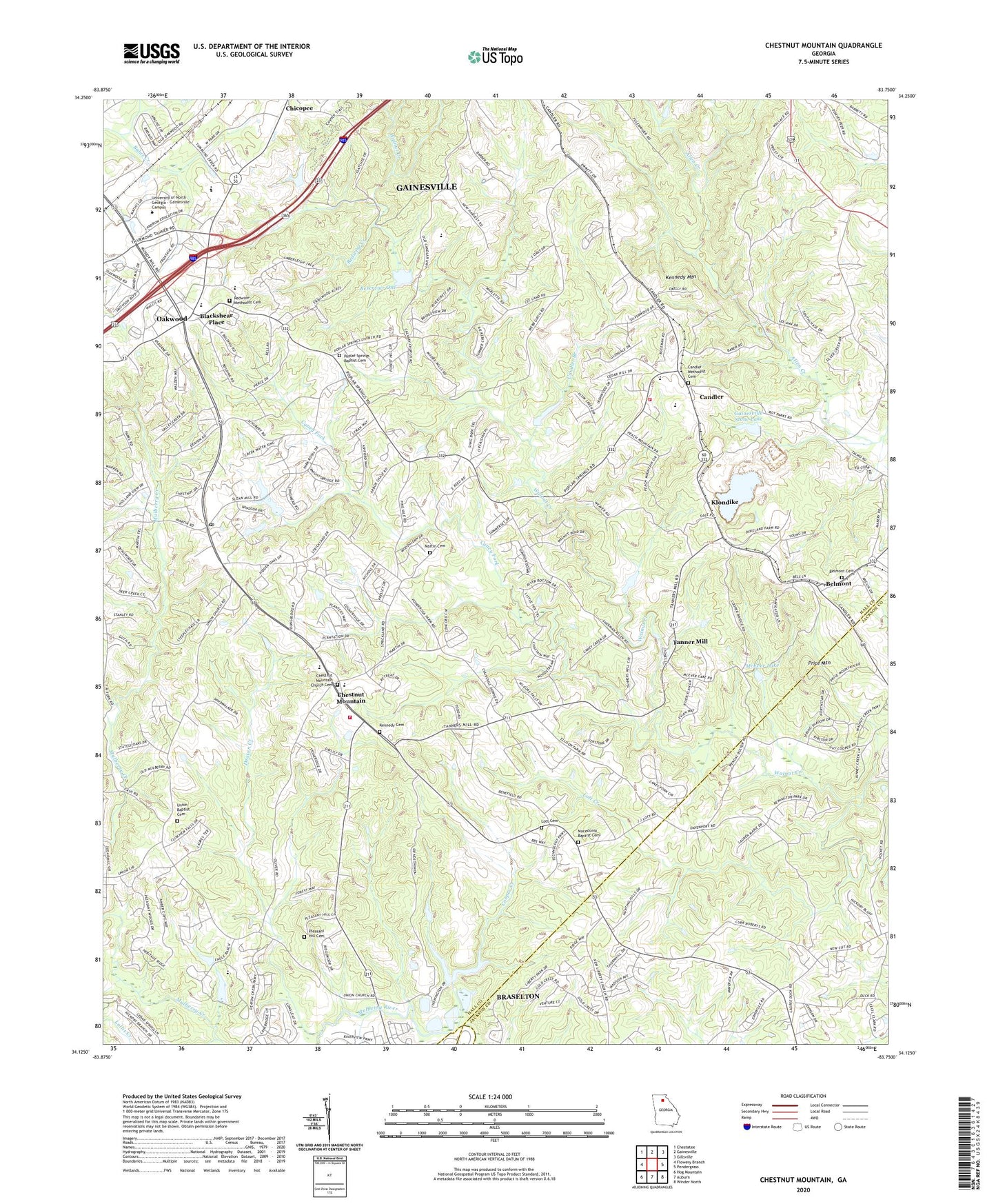 Chestnut Mountain Georgia US Topo Map Image