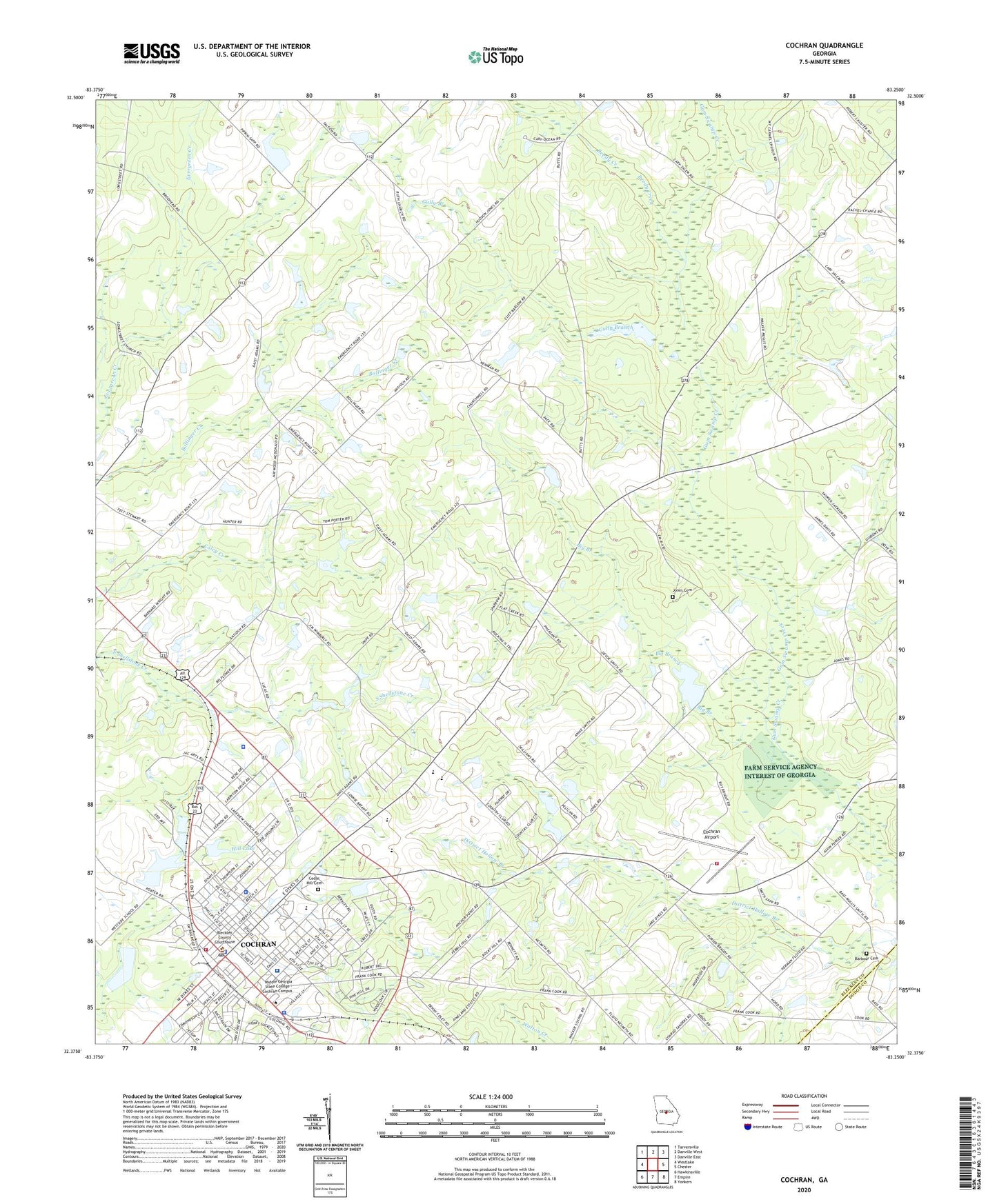 Cochran Georgia US Topo Map Image