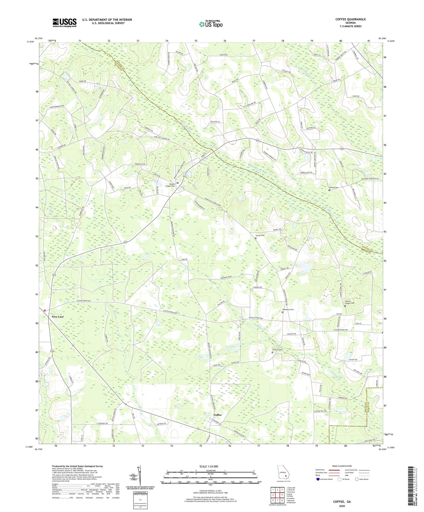 Coffee Georgia US Topo Map Image