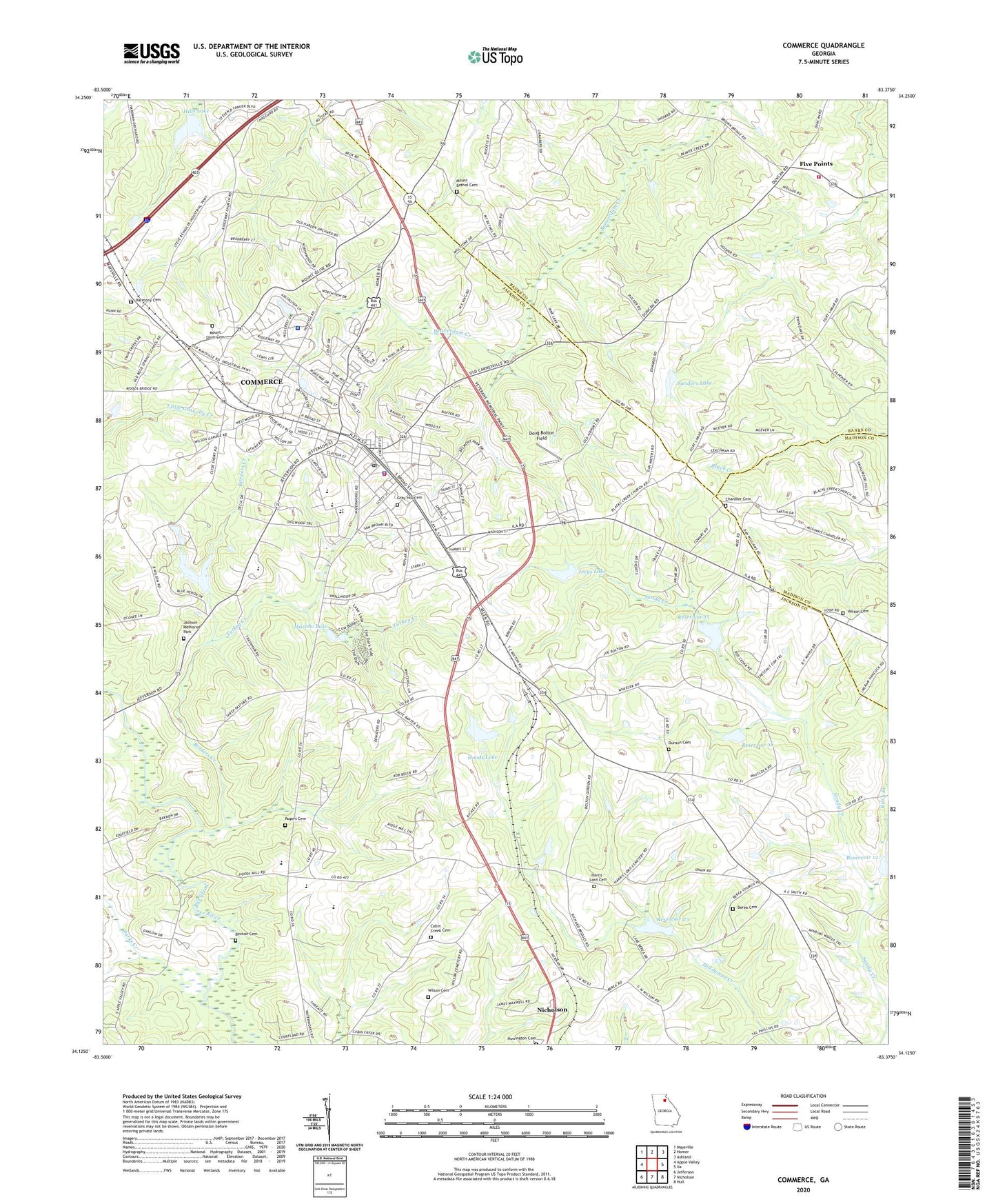 Commerce Georgia US Topo Map Image