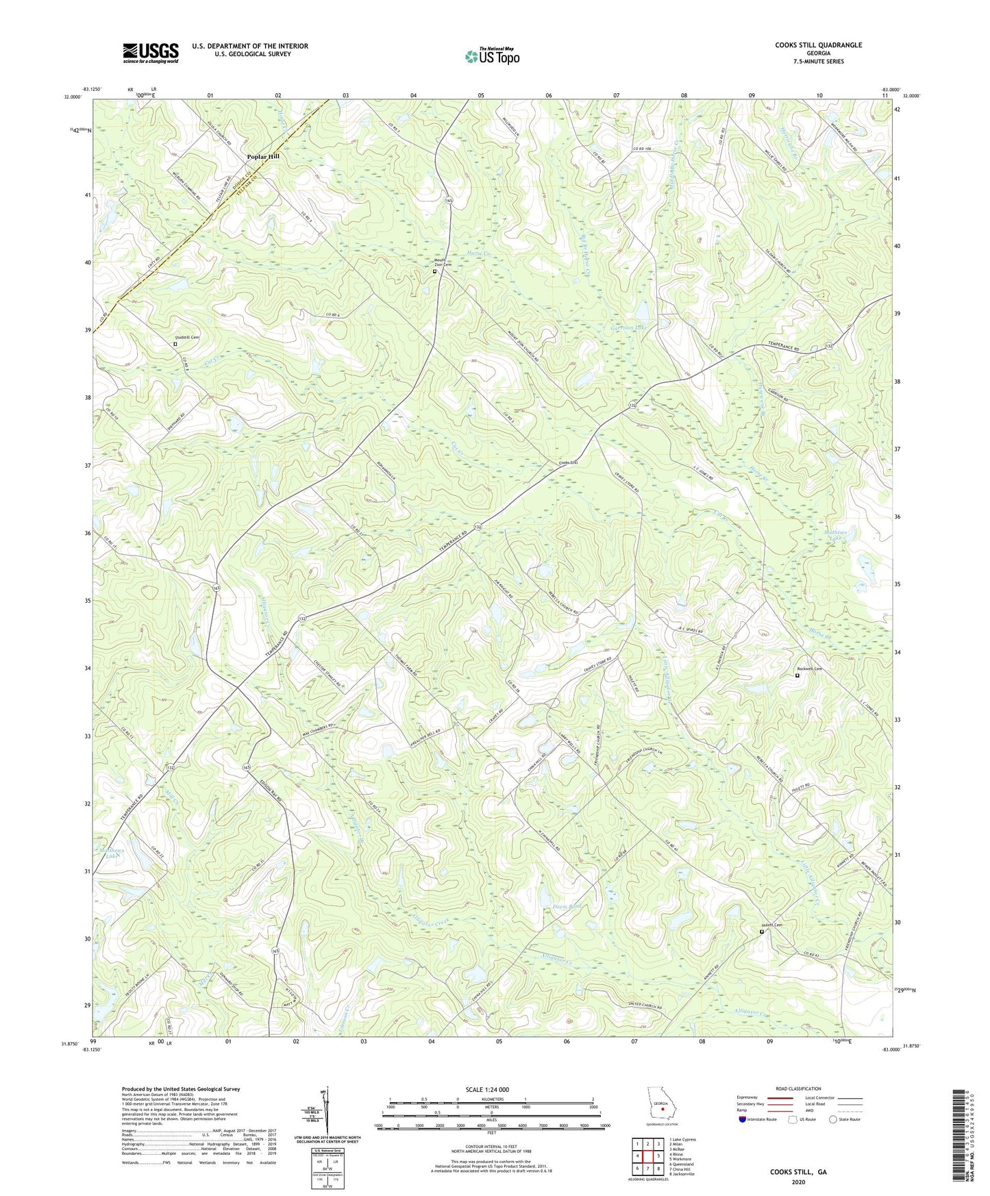 Cooks Still Georgia US Topo Map Image