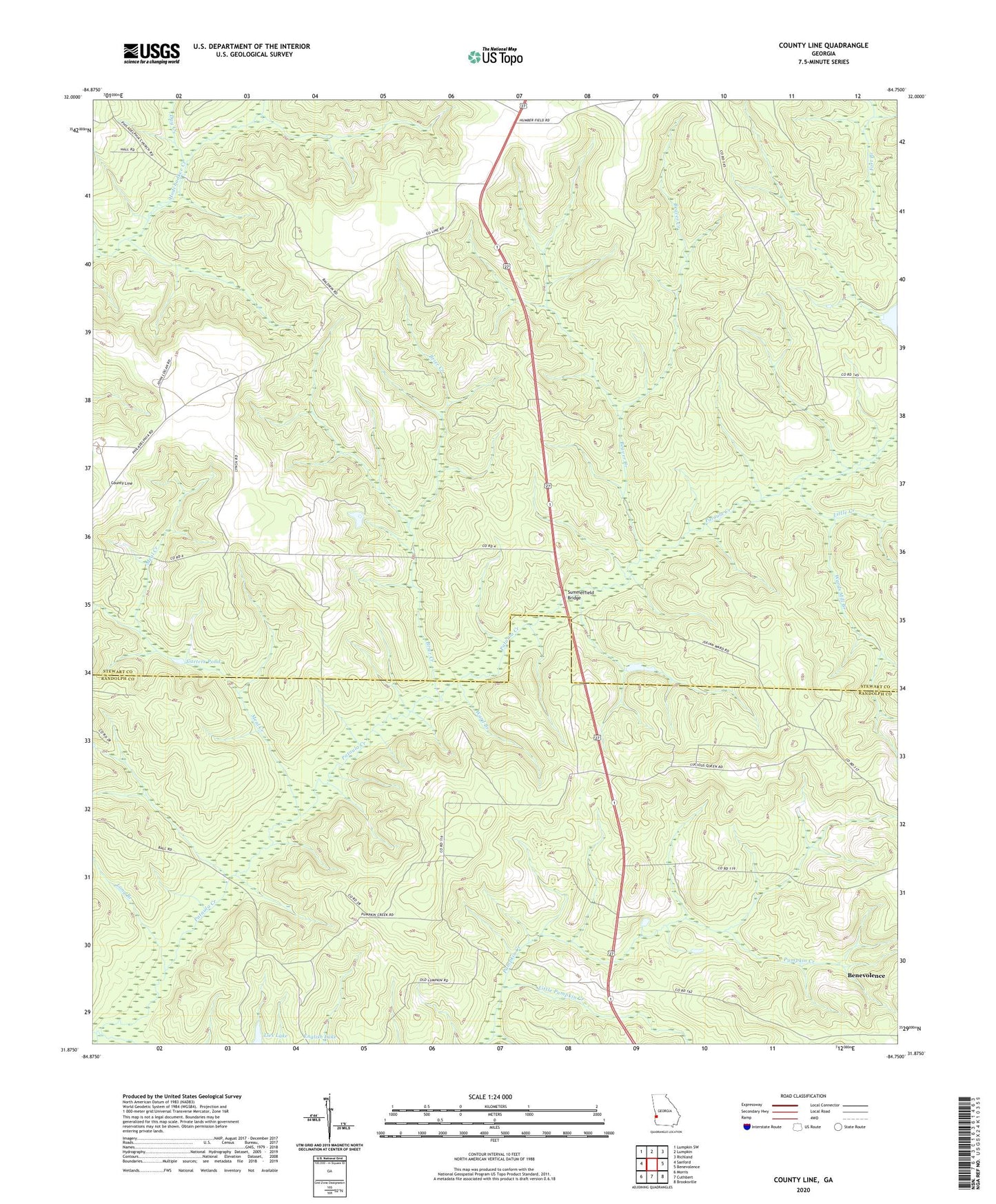 County Line Georgia US Topo Map Image