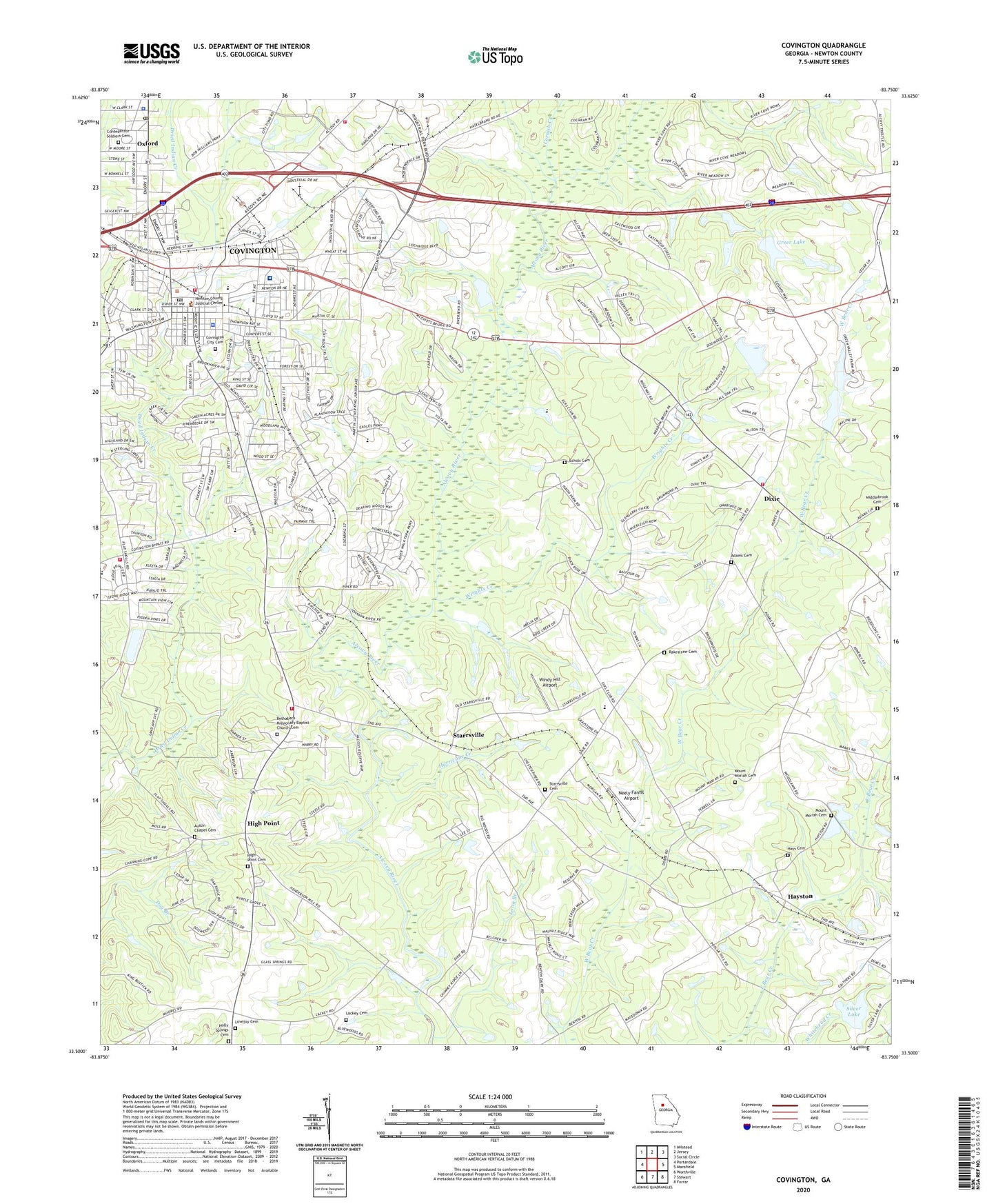 Covington Georgia US Topo Map Image