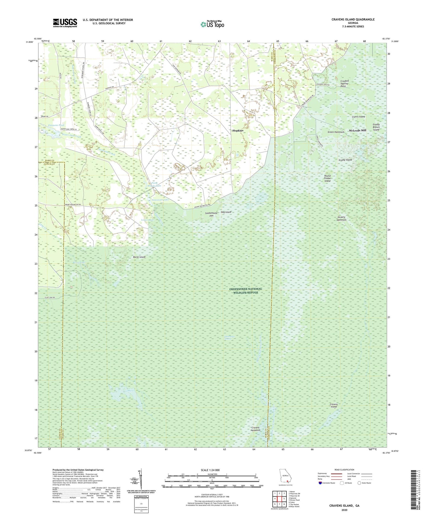 Cravens Island Georgia US Topo Map Image