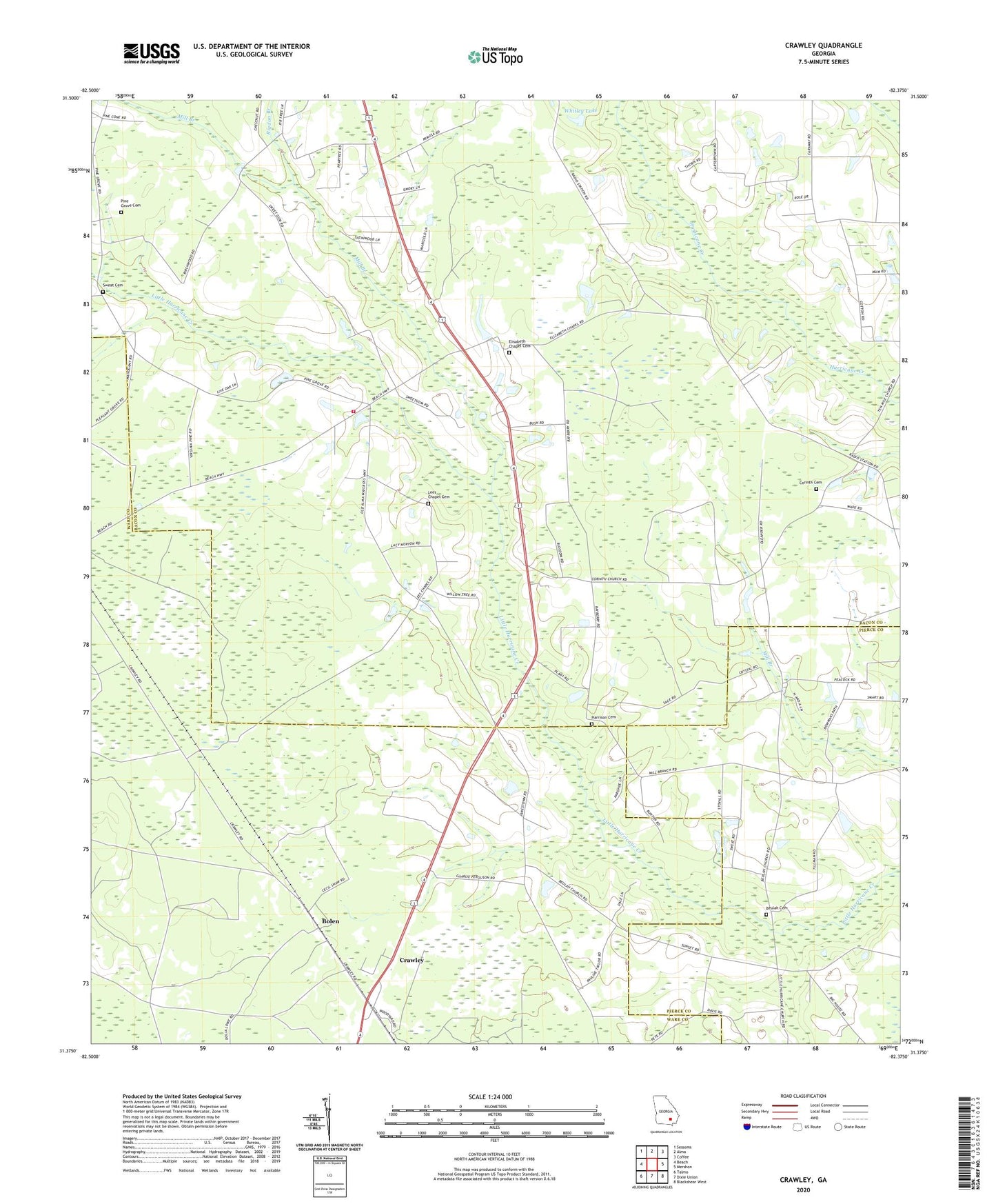 Crawley Georgia US Topo Map Image