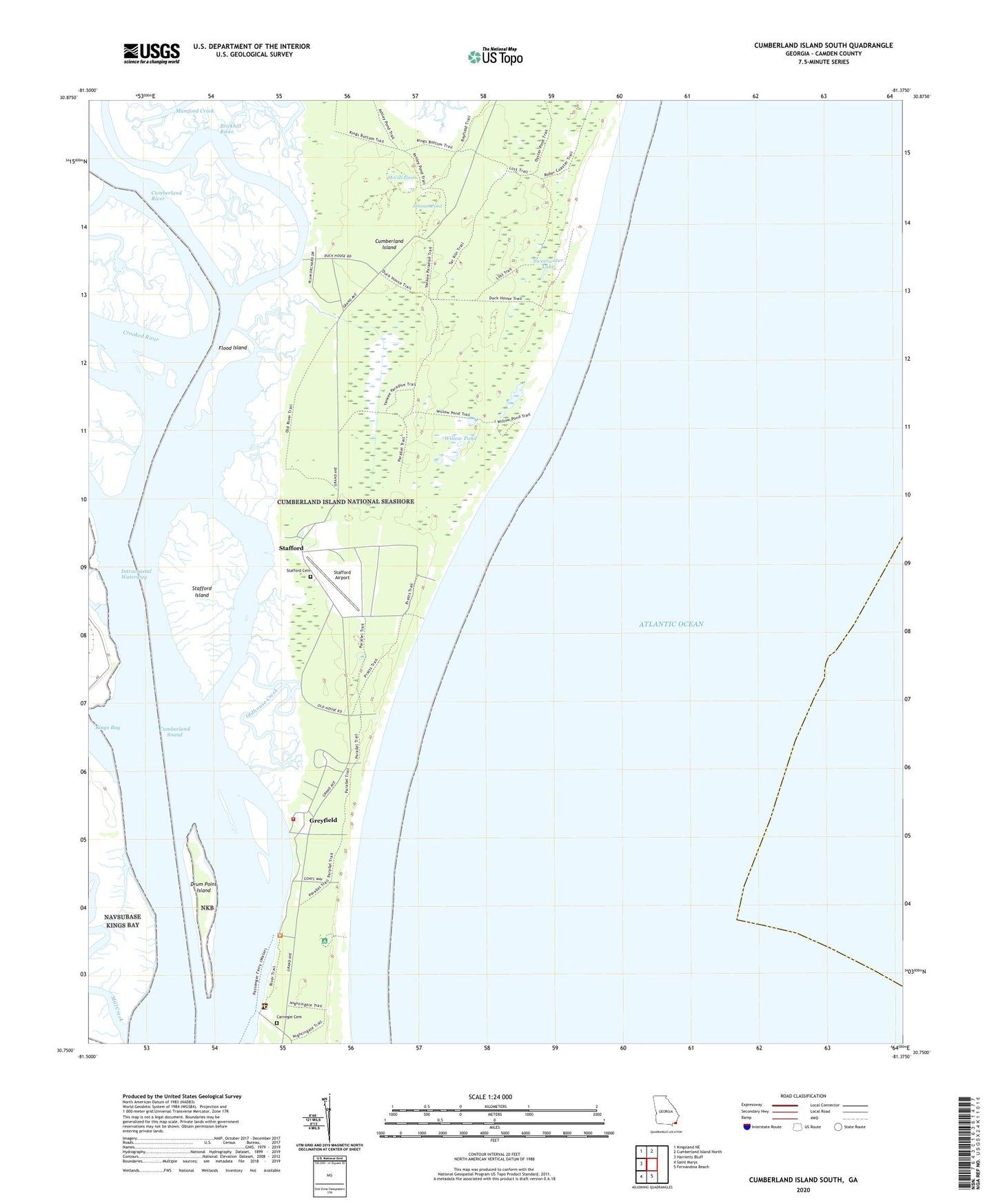 Cumberland Island South Georgia US Topo Map Image