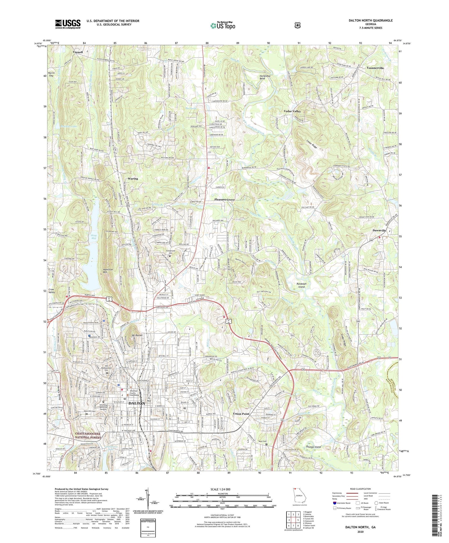 Dalton North Georgia US Topo Map Image