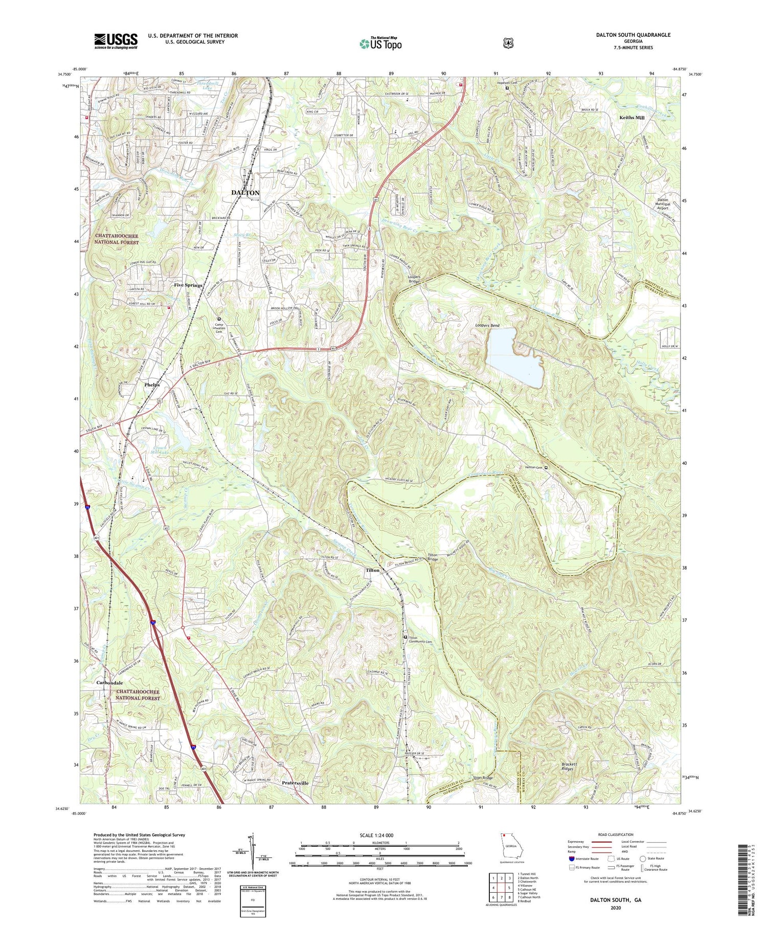 Dalton South Georgia US Topo Map Image