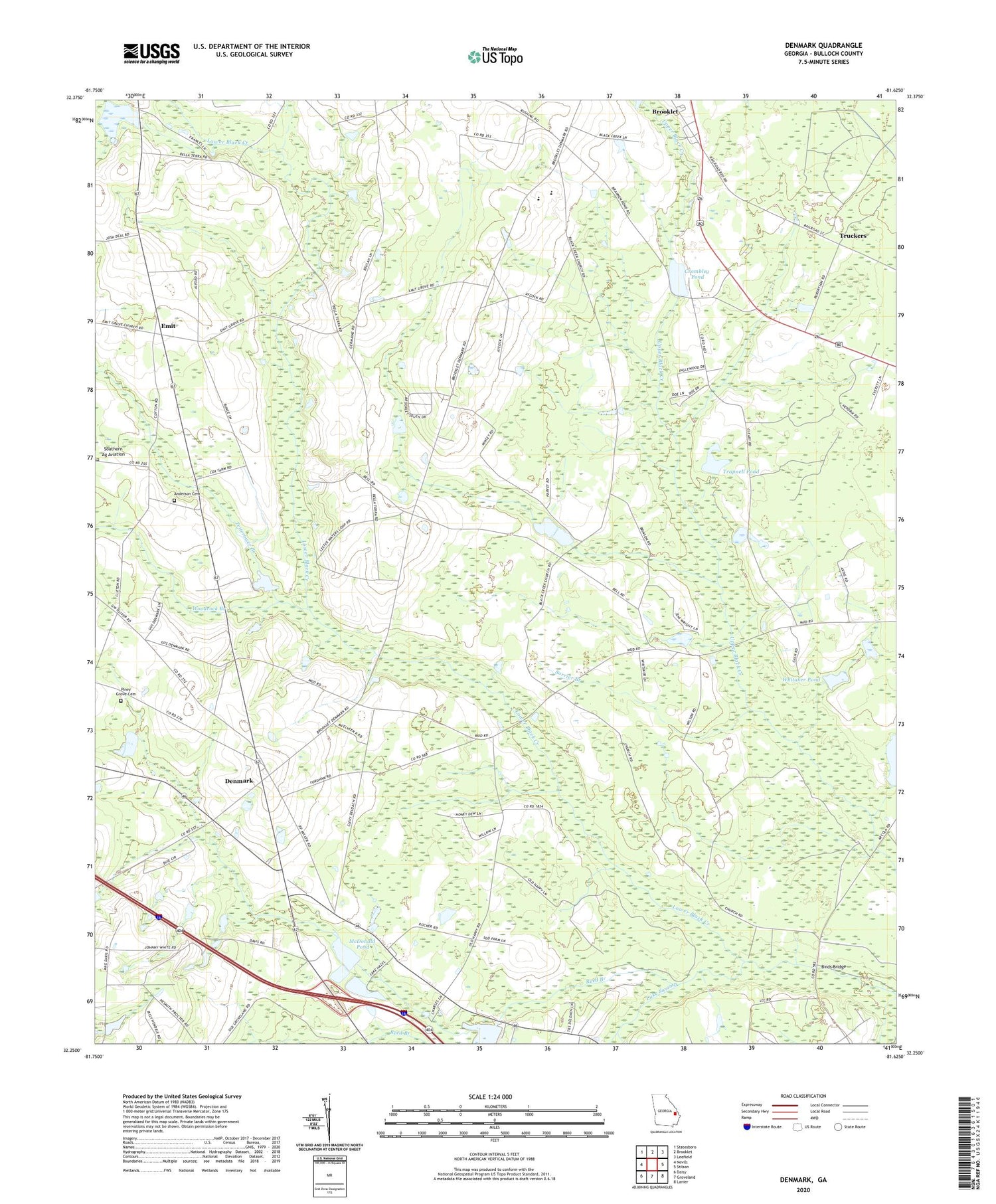 Denmark Georgia US Topo Map Image