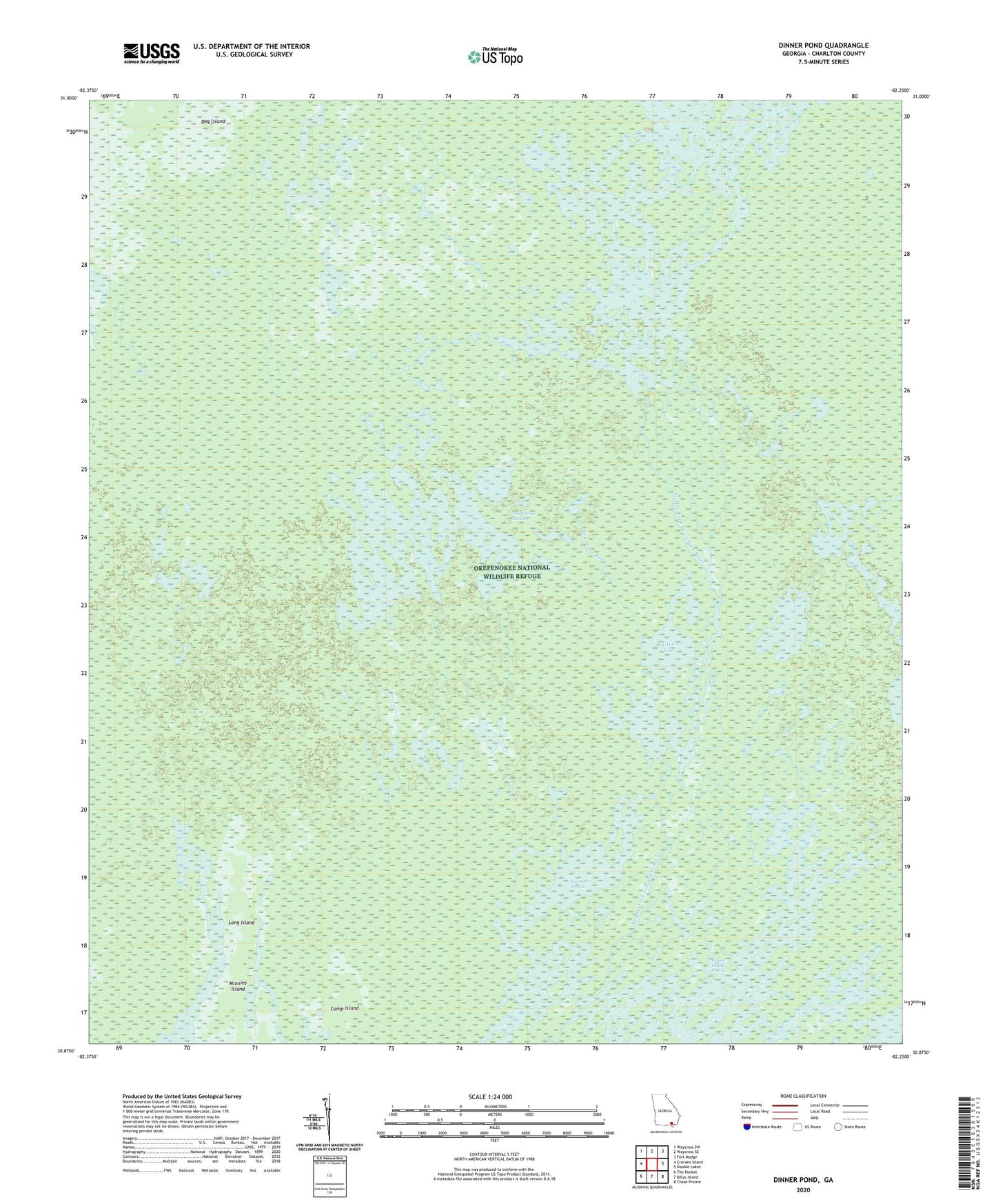 Dinner Pond Georgia US Topo Map Image