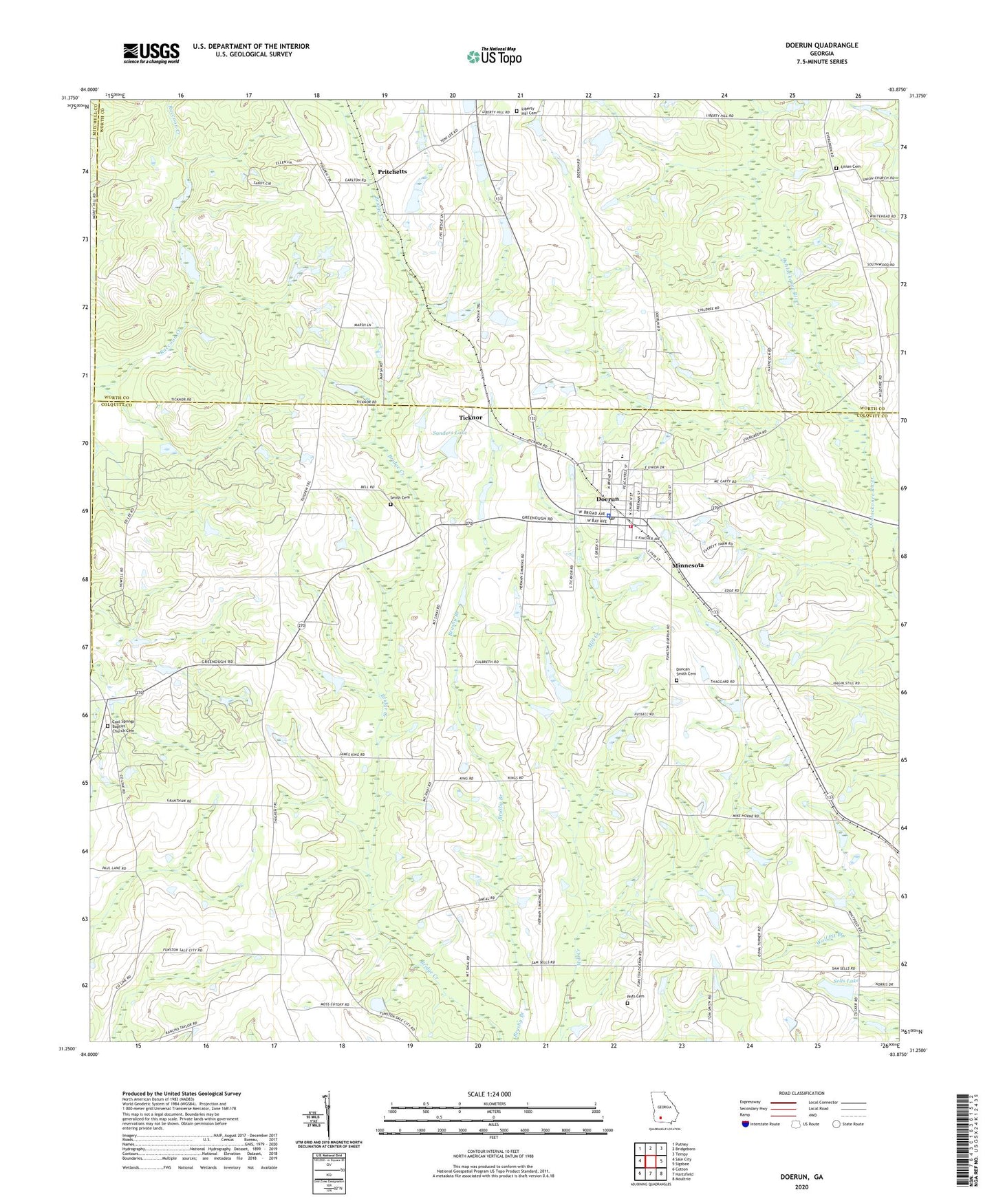 Doerun Georgia US Topo Map Image