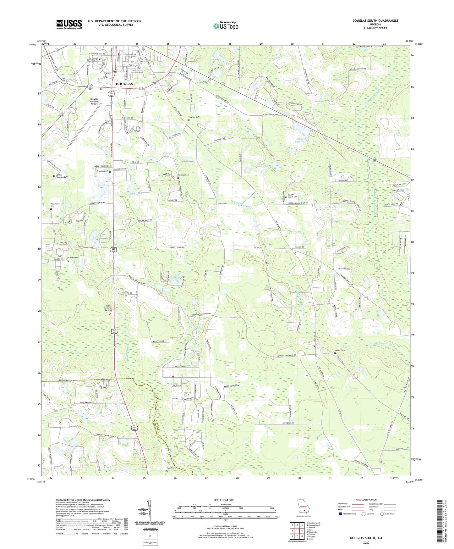 Douglas South Georgia US Topo Map Image