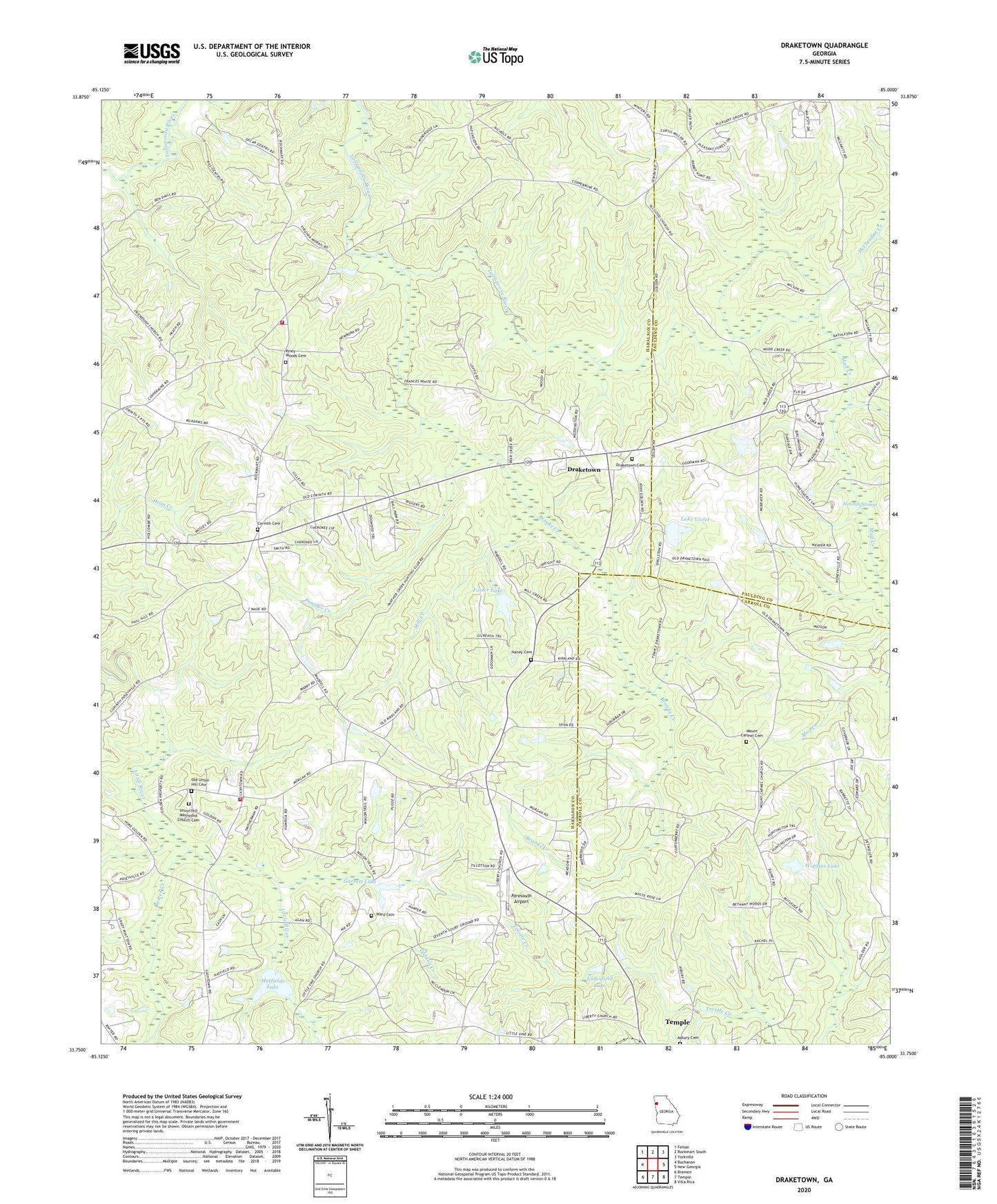 Draketown Georgia US Topo Map Image