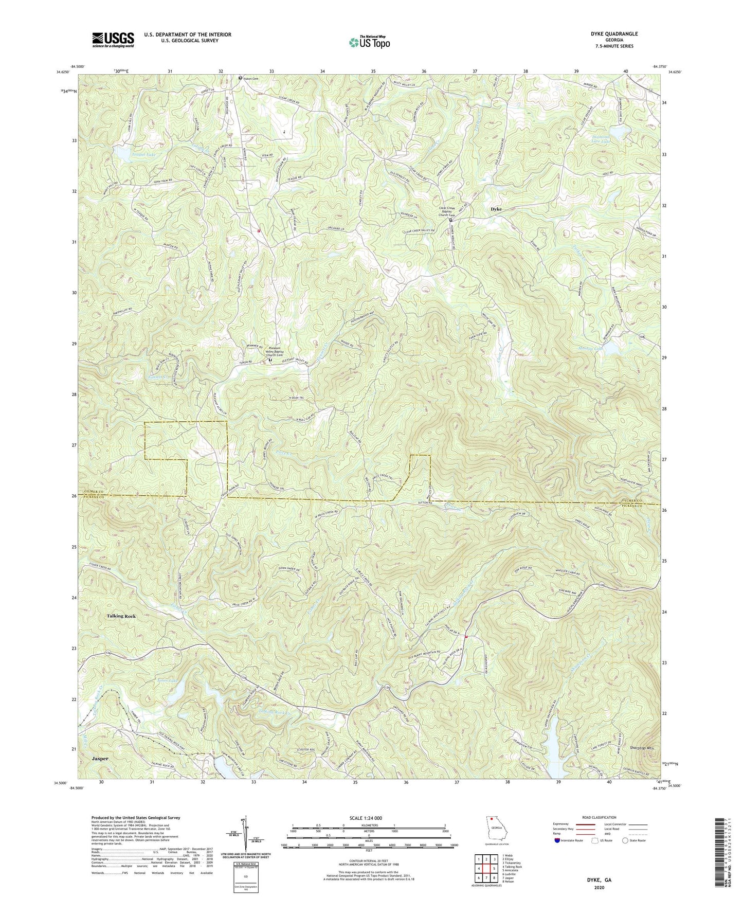 Dyke Georgia US Topo Map Image