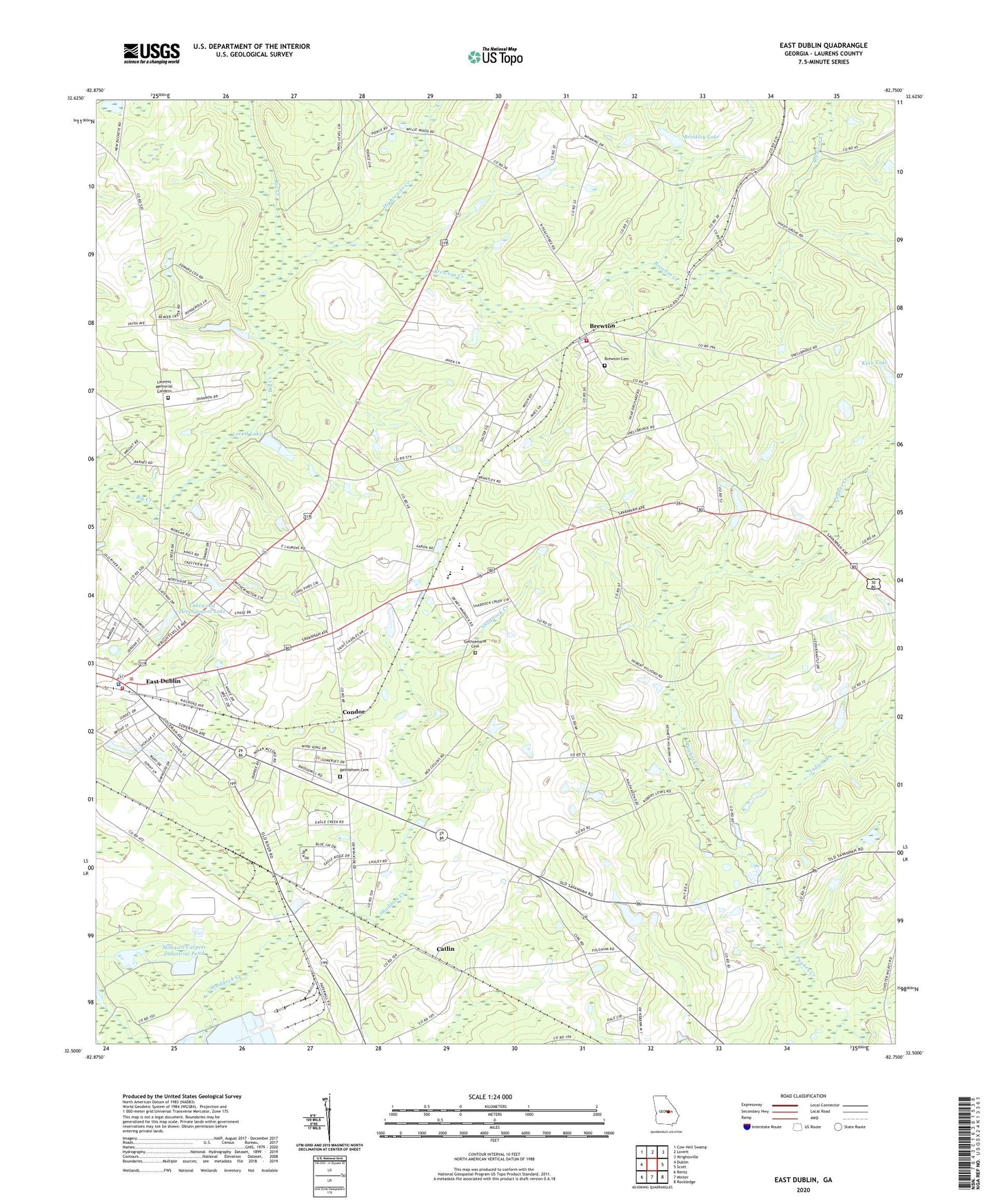 East Dublin Georgia US Topo Map Image