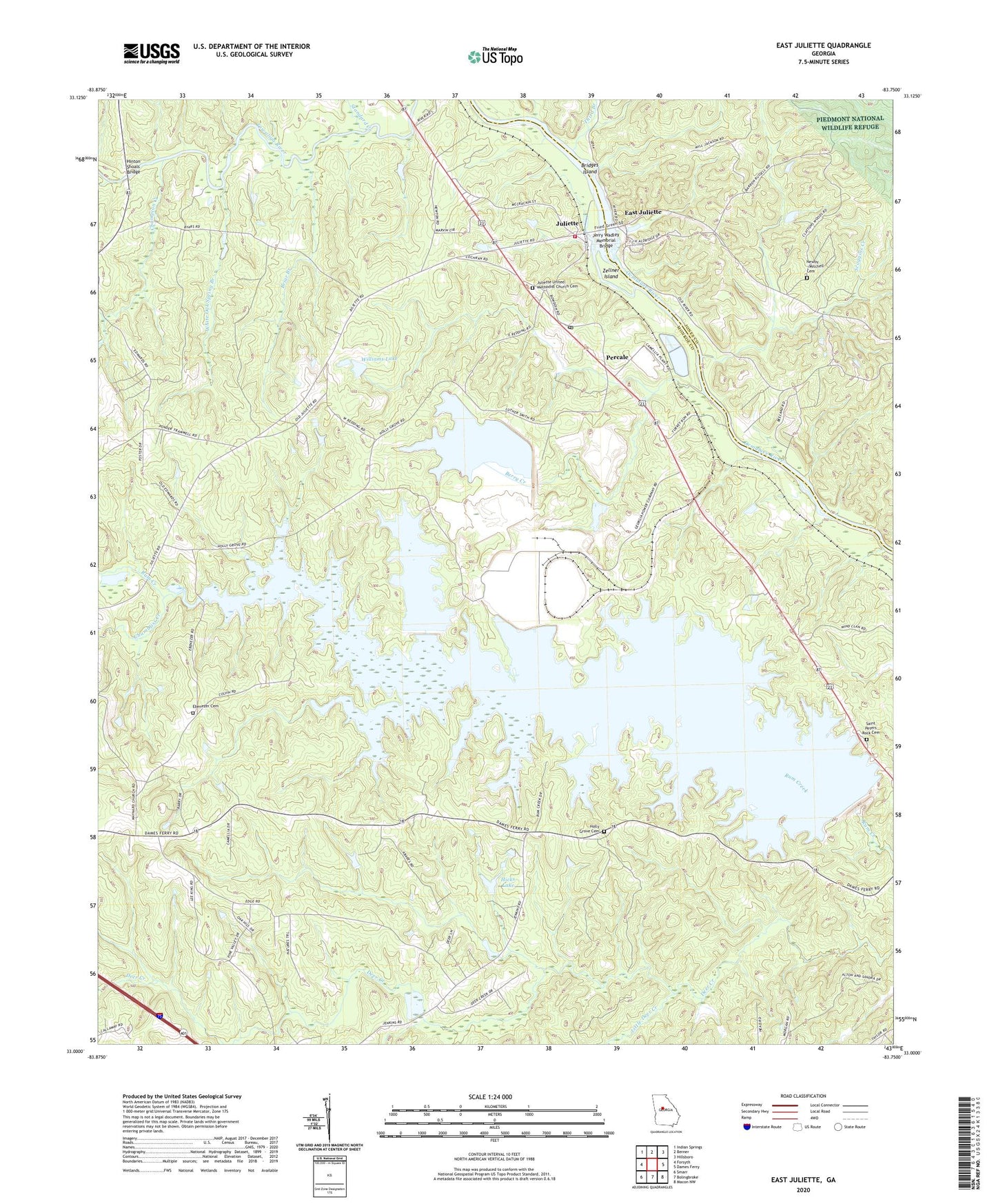 East Juliette Georgia US Topo Map Image