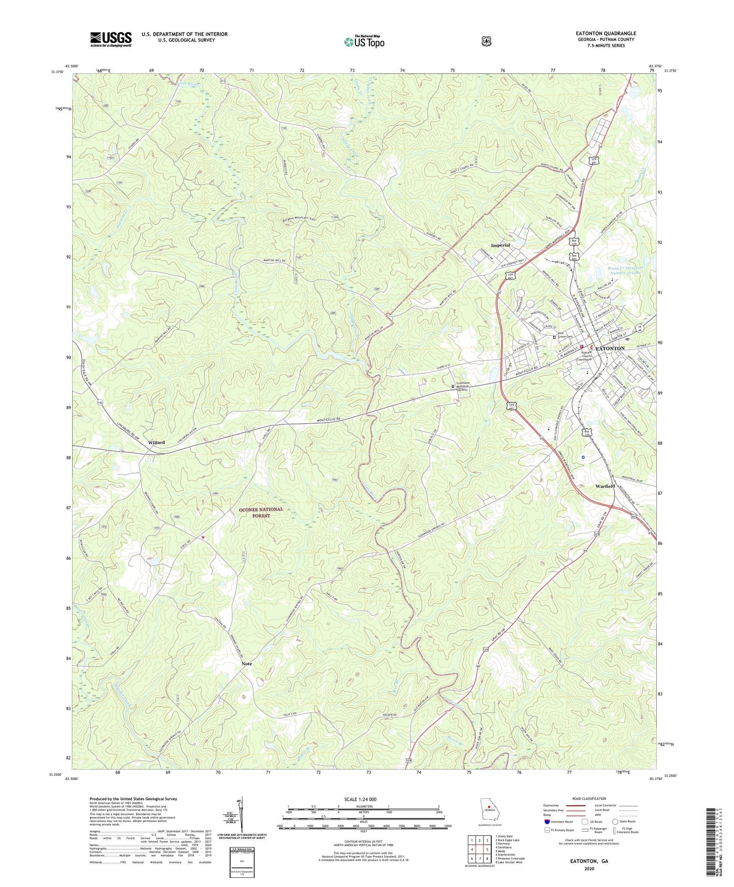 Eatonton Georgia US Topo Map Image