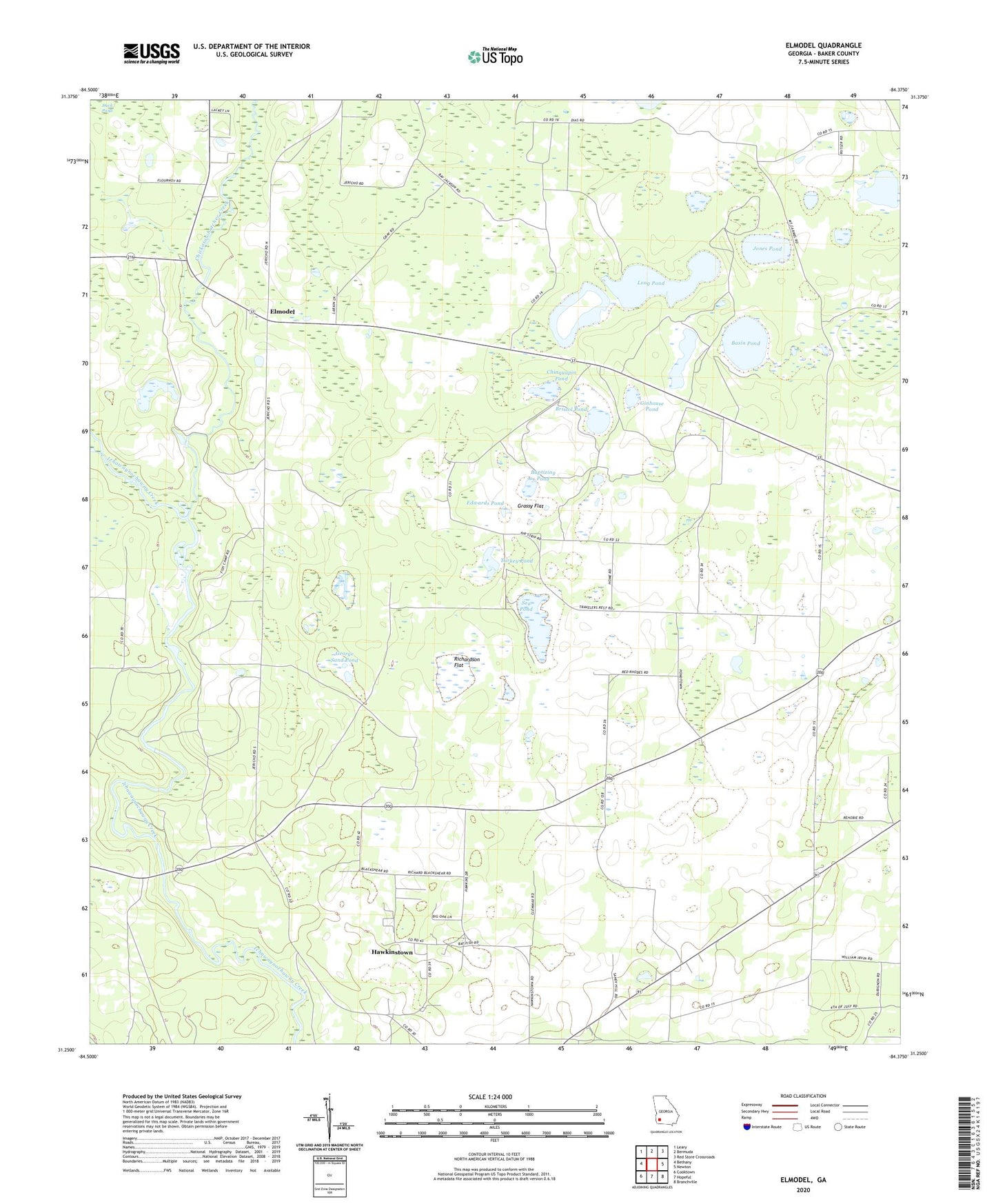 Elmodel Georgia US Topo Map Image
