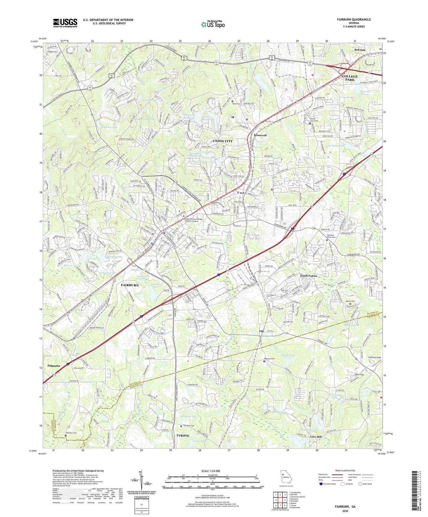 Fairburn Georgia US Topo Map Image