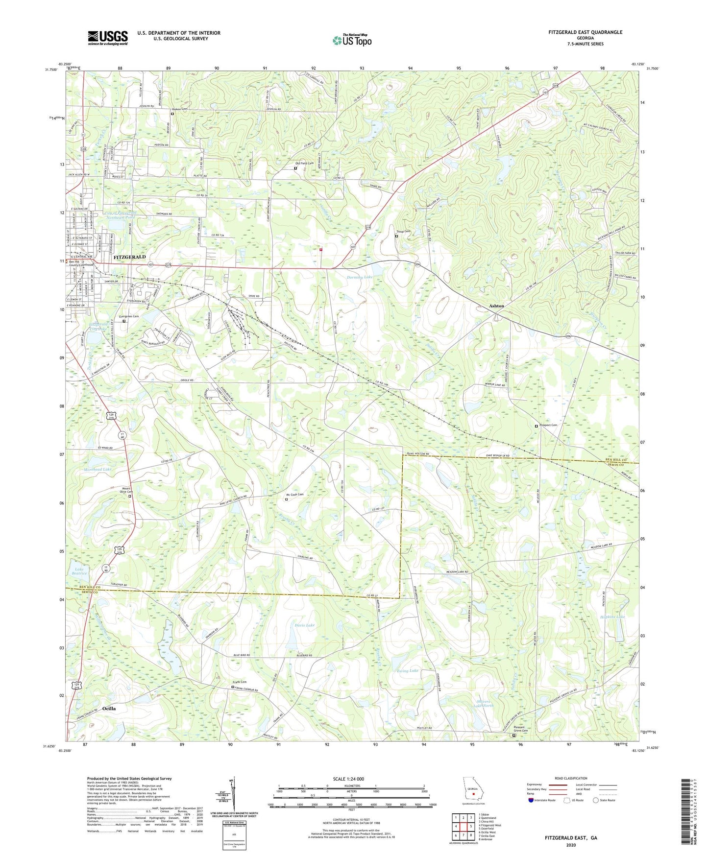 Fitzgerald East Georgia US Topo Map Image