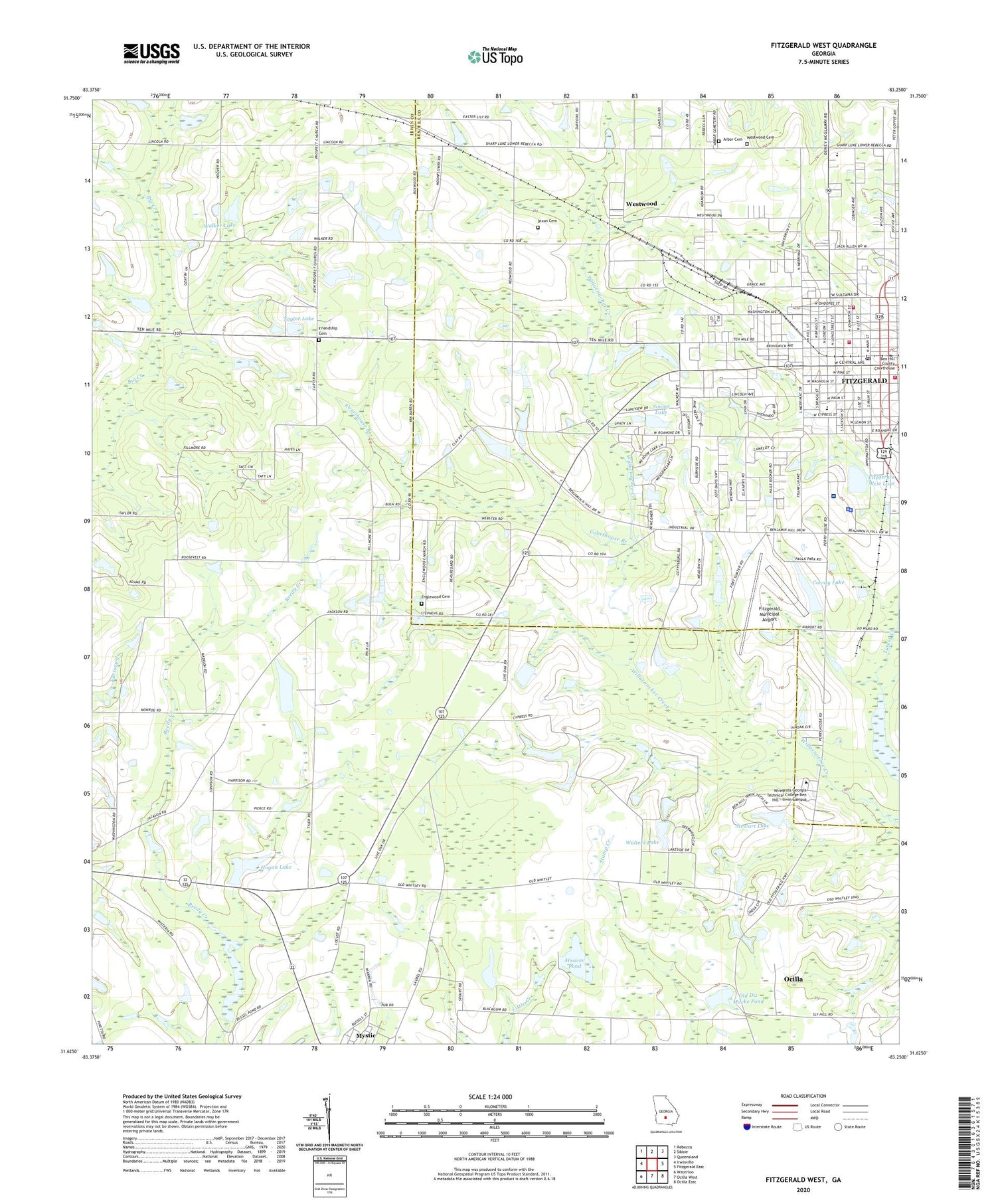 Fitzgerald West Georgia US Topo Map Image