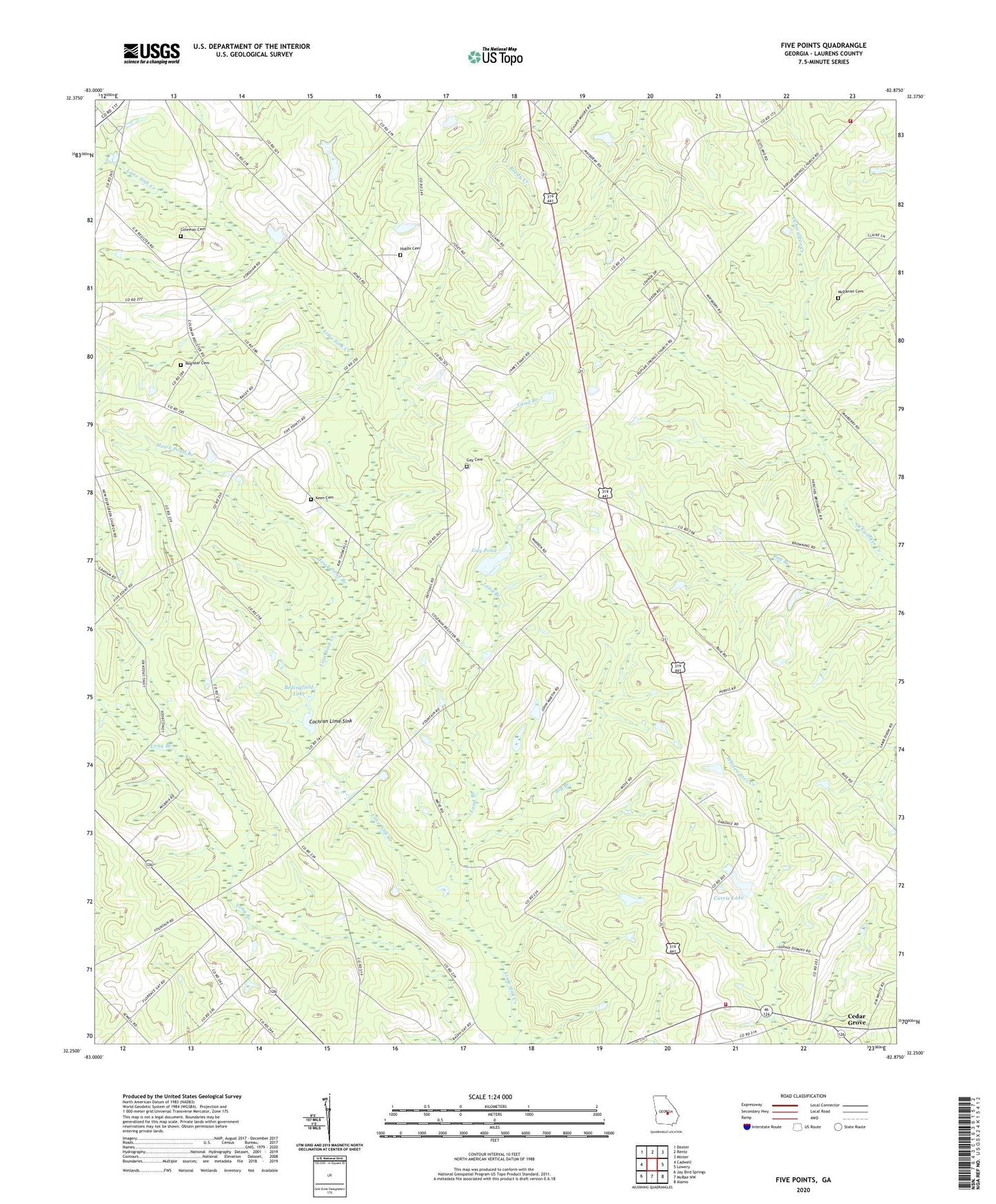 Five Points Georgia US Topo Map Image