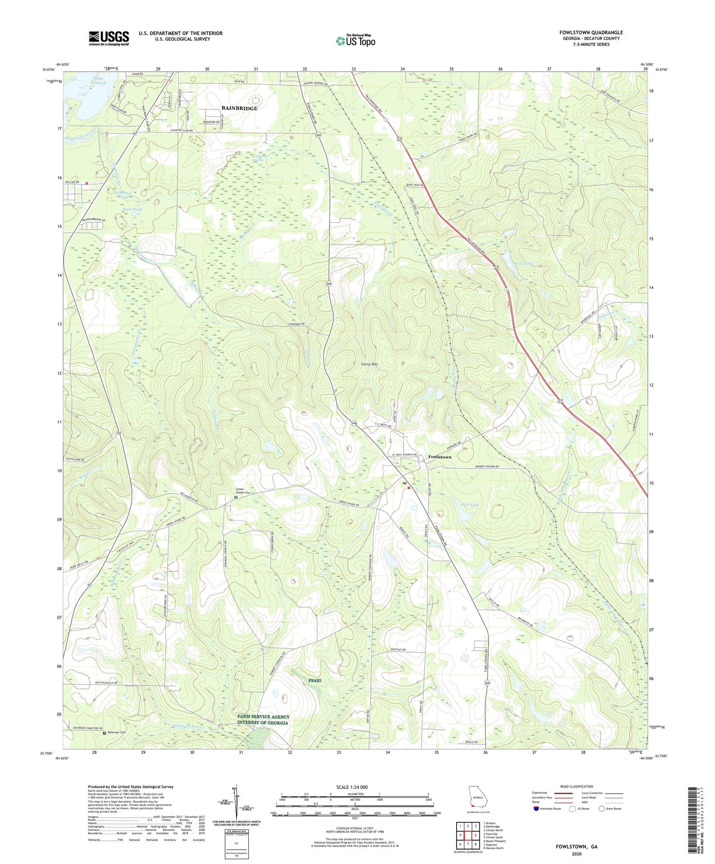 Fowlstown Georgia US Topo Map Image