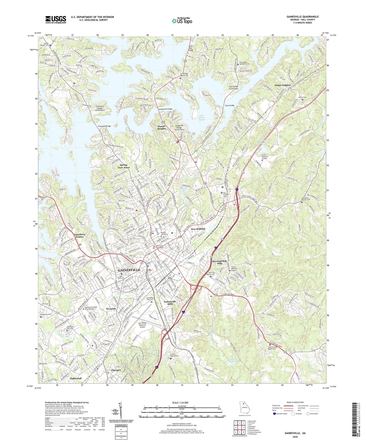 Gainesville Georgia US Topo Map Image